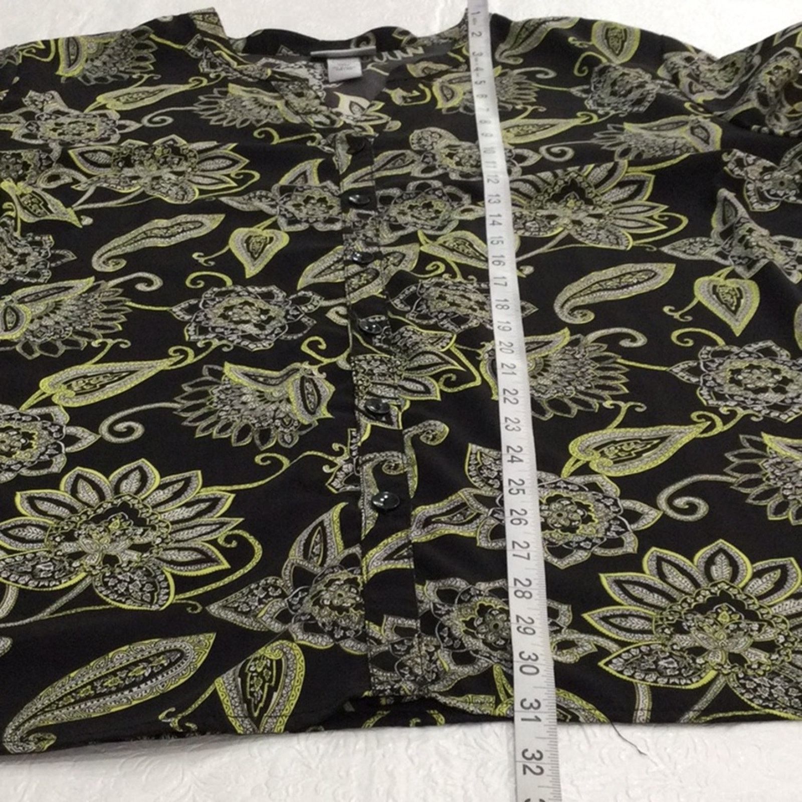 Other Catherines Blk/Green Paisley Button Front Top 3X 26/28W Size 3XL / US 20-22 - 14 Thumbnail