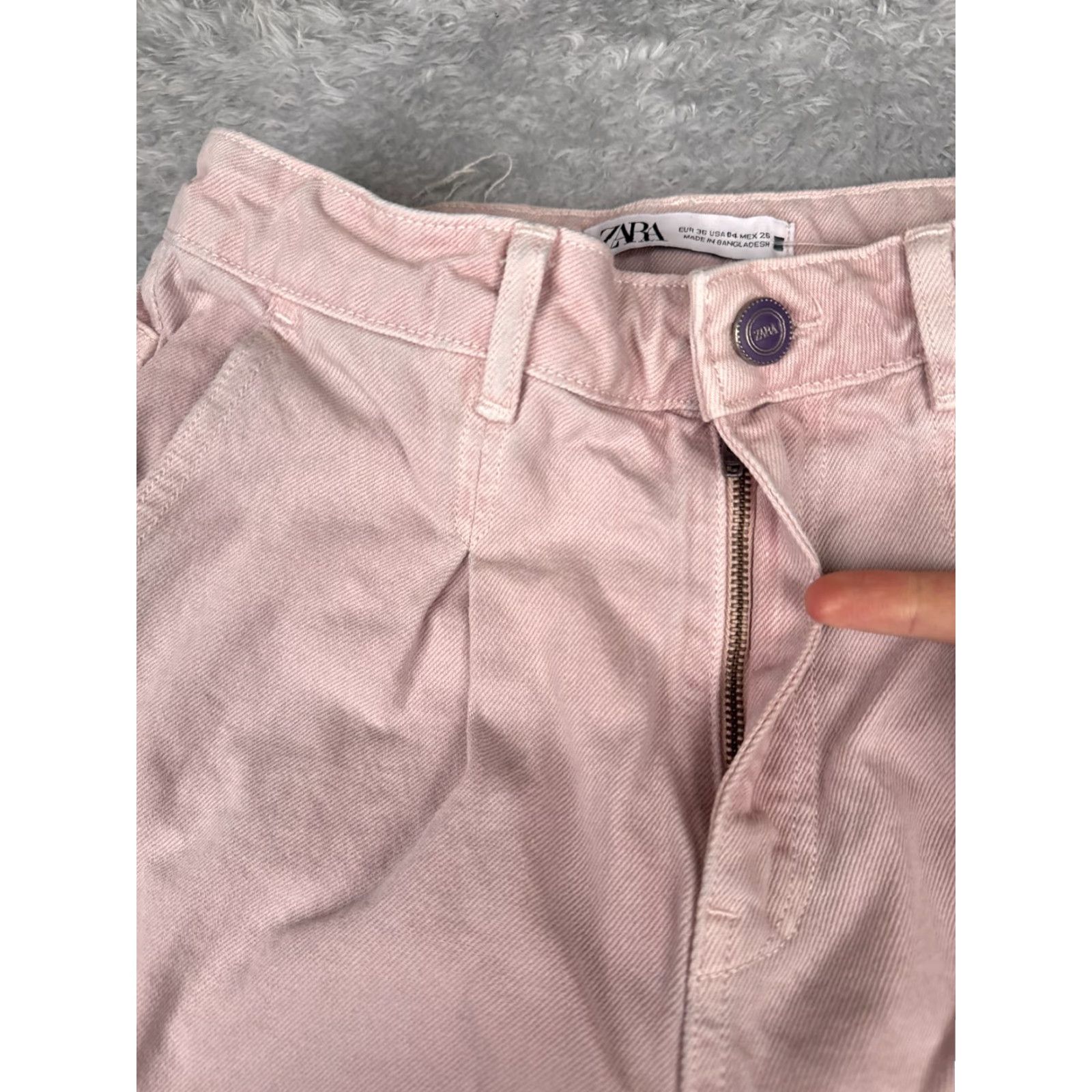 Zara Zara Jeans Womens Pink Denim Wide Leg High Rise Cotton Zip Fly 26x26 4 Size 27" / US 4 / IT 40 - 5 Thumbnail