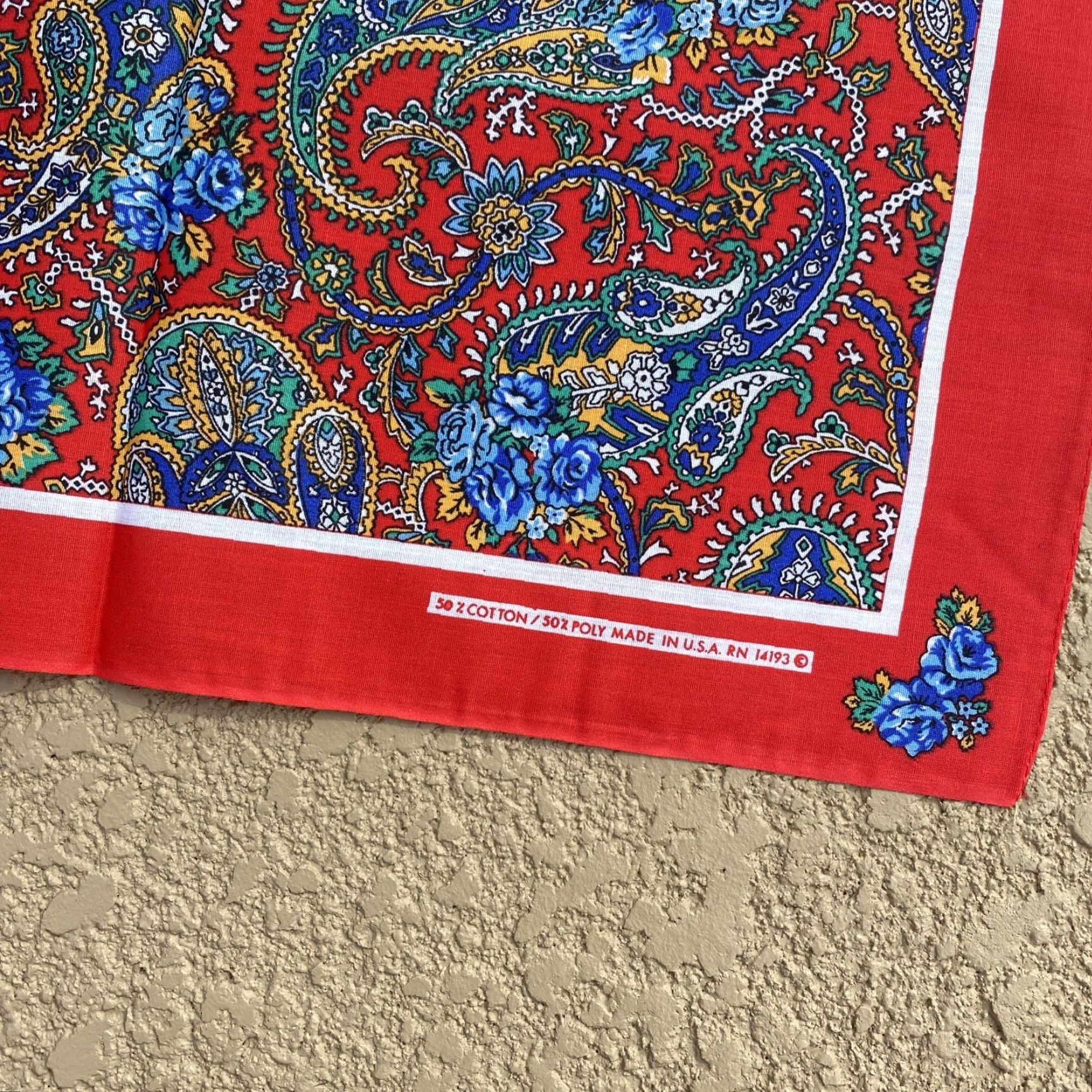 Vintage VINTAGE Wamcraft Bandana Handkerchief Scarf Floral Southwestern Cotton Made In USA Purple Adult Unisex OneSize Mens Womens Size ONE SIZE - 3 Thumbnail