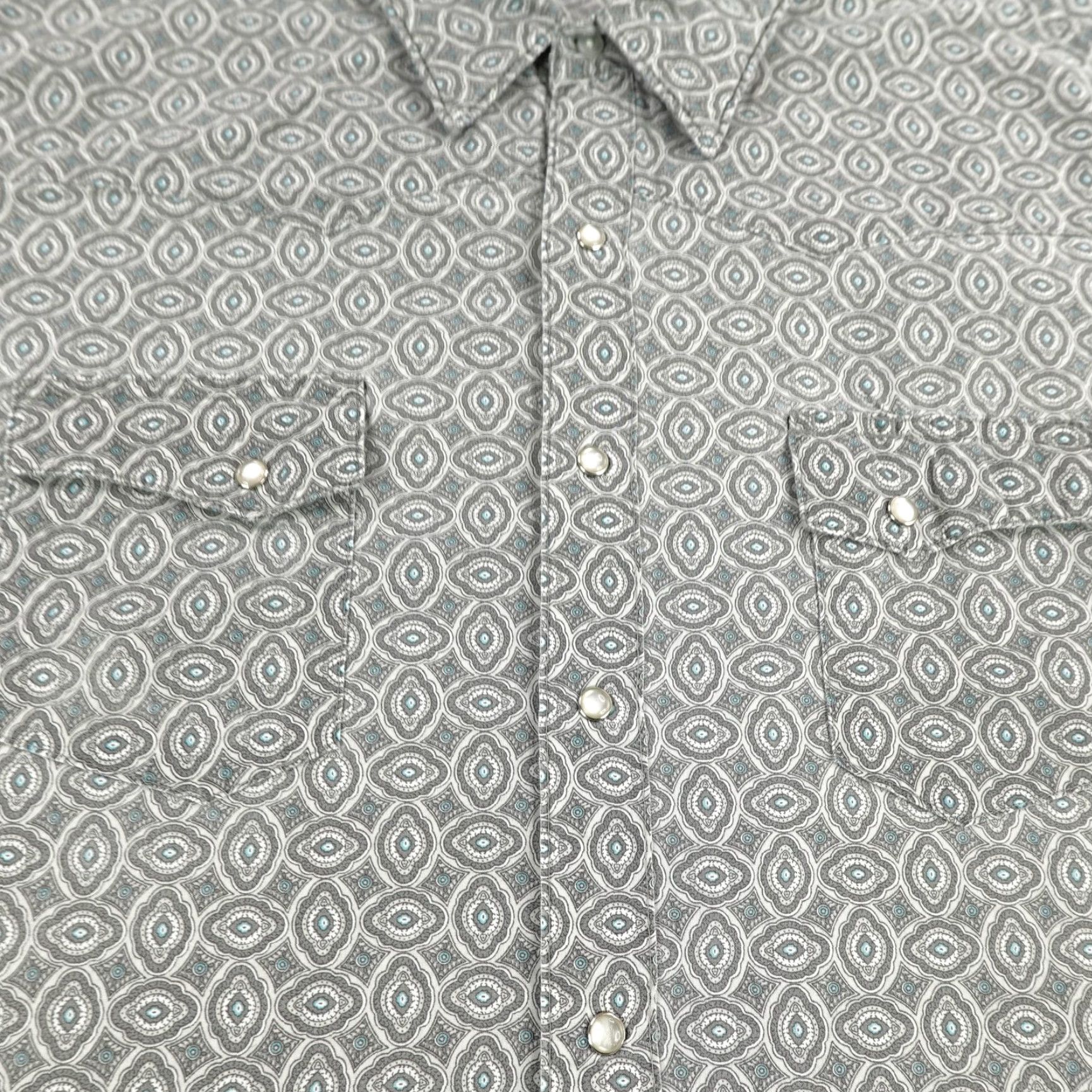 Wrangler Wrangler Shirt Mens XL Gray Western Pearl Snap Geometric Print Rodeo Cowboy Size US XL / EU 56 / 4 - 3 Thumbnail