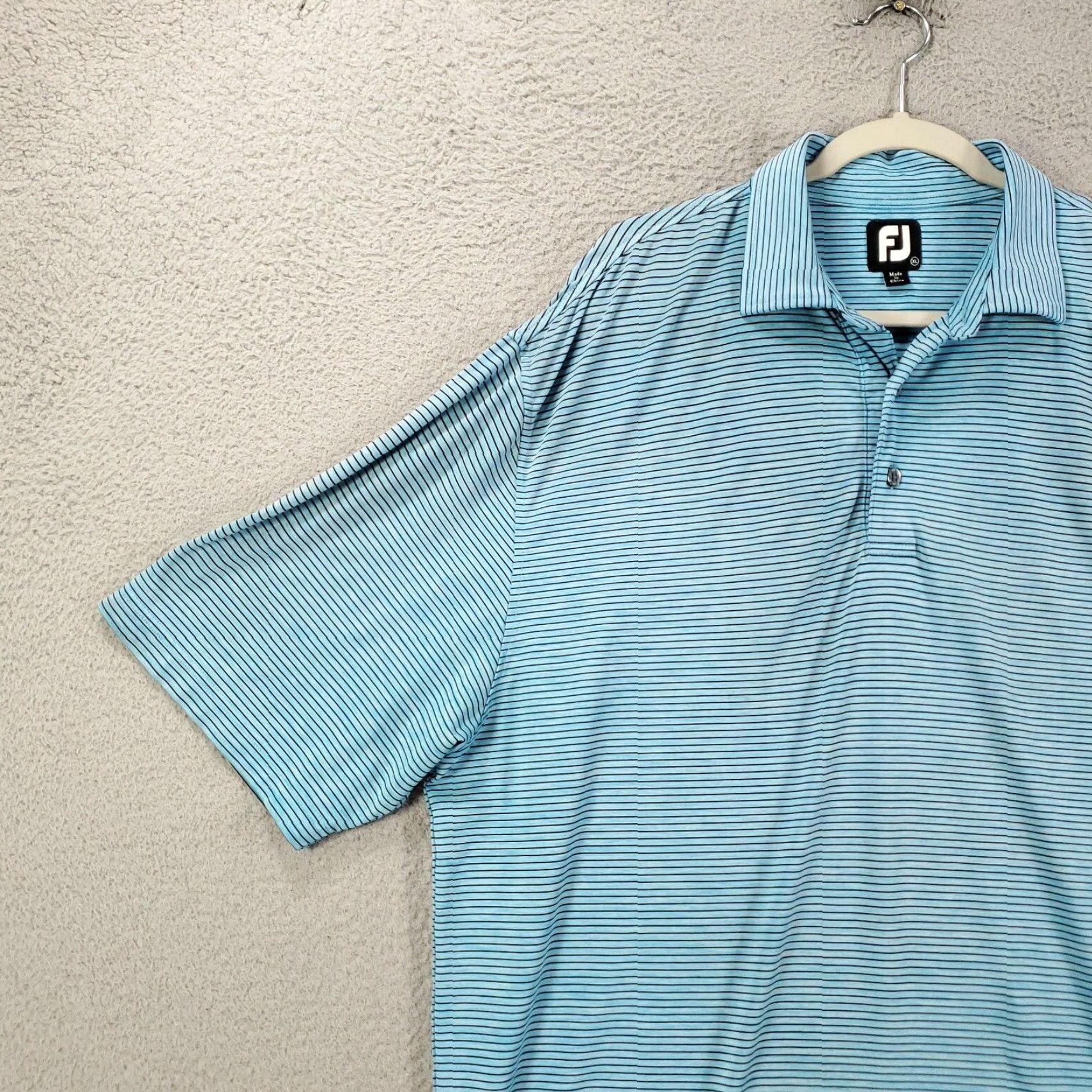 Footjoy FootJoy Polo Shirt Mens XL Blue Black Pinstripe Tech Stretch Performance FJ Size US XL / EU 56 / 4 - 2 Thumbnail