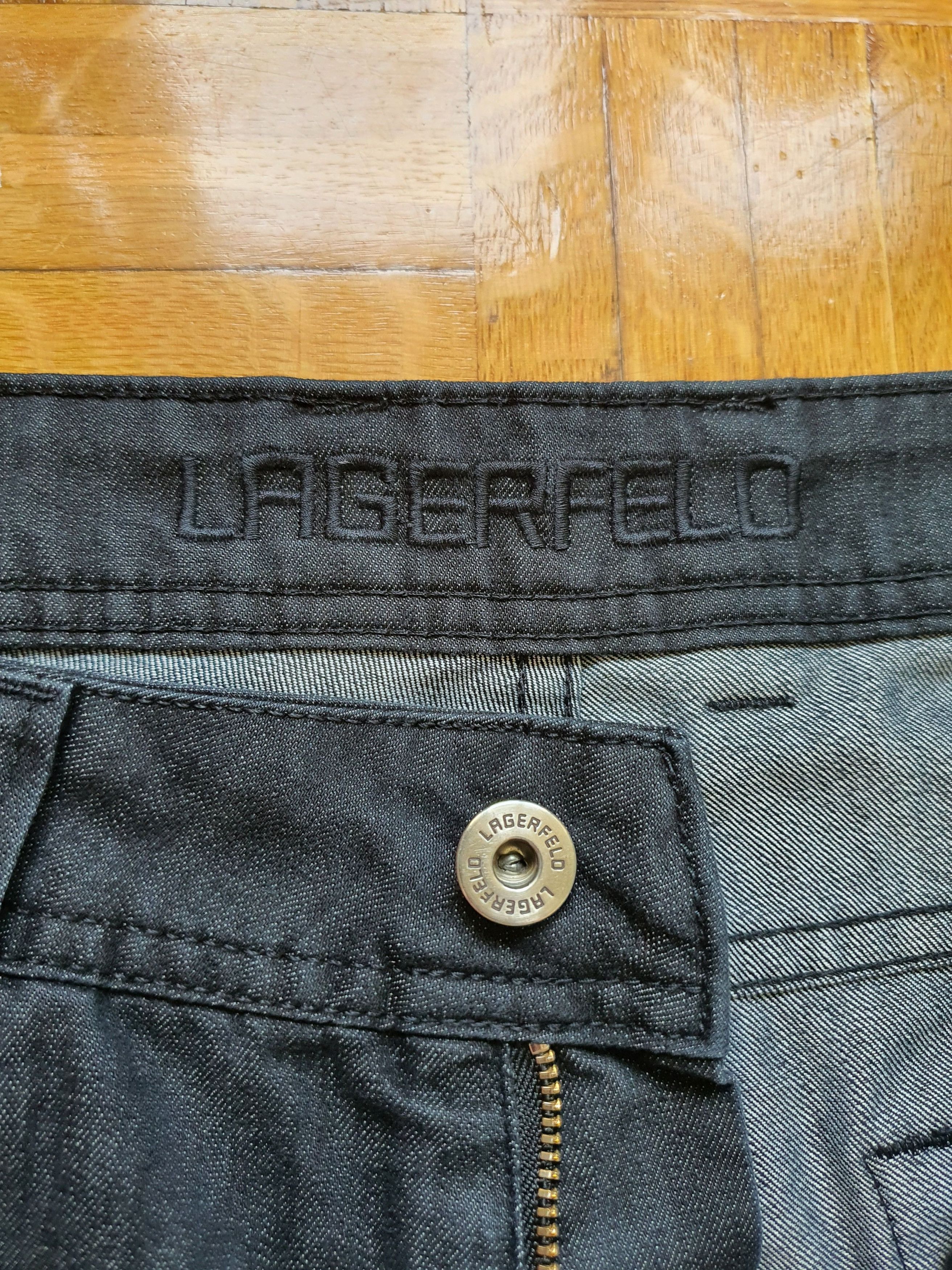 Karl Lagerfeld Waxed Denim Jeans - Vintage (Y2K, 00s) - Made In Italy Size US 34 / EU 50 - 5 Thumbnail