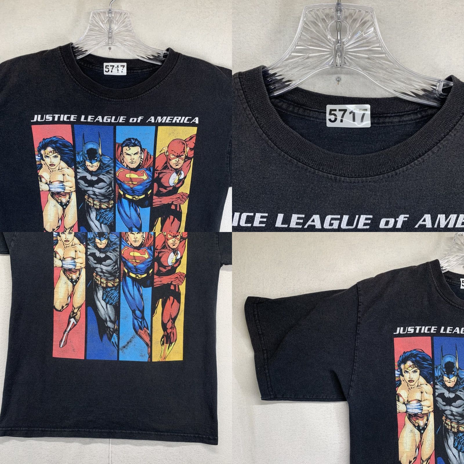 Vintage DC Justice League T-Shirt Adult Small Black Graphic Print Crew Neck Short Sleeve Boxy Fit Size US S / EU 44-46 / 1 - 8 Thumbnail