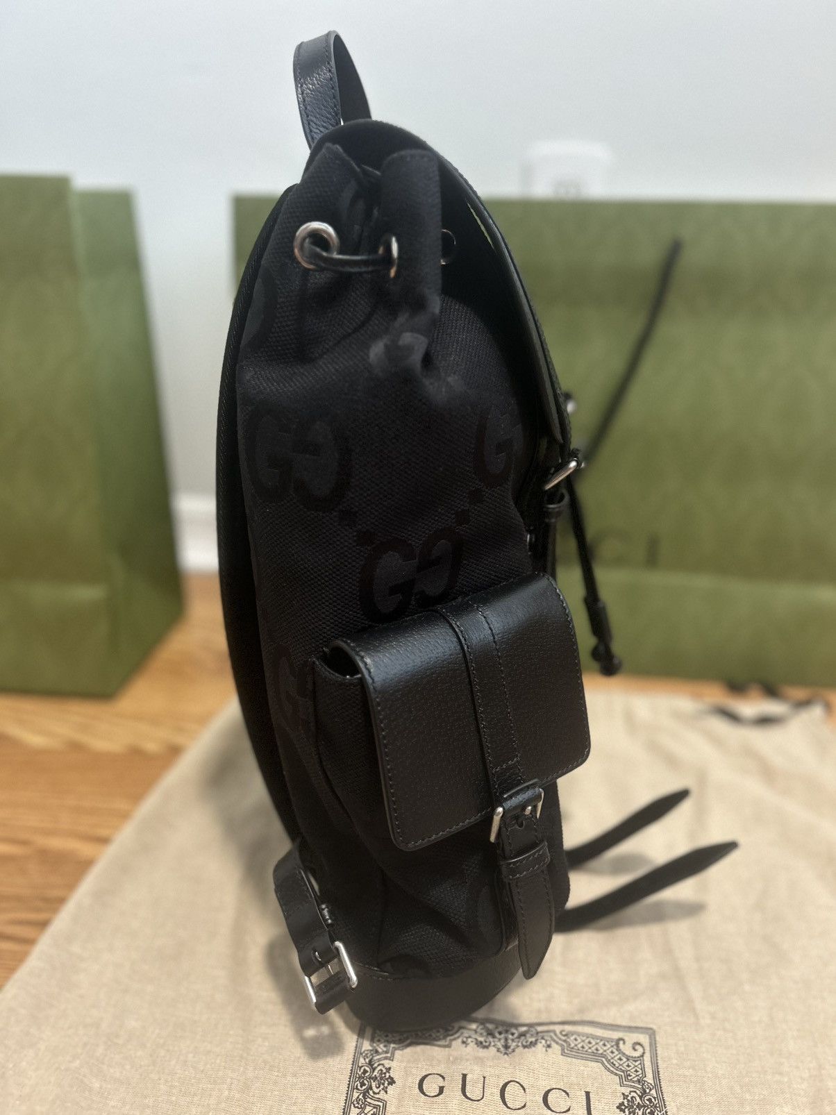 Gucci Gucci Tonal Jumbo GG Backpack Black Size ONE SIZE - 3 Thumbnail