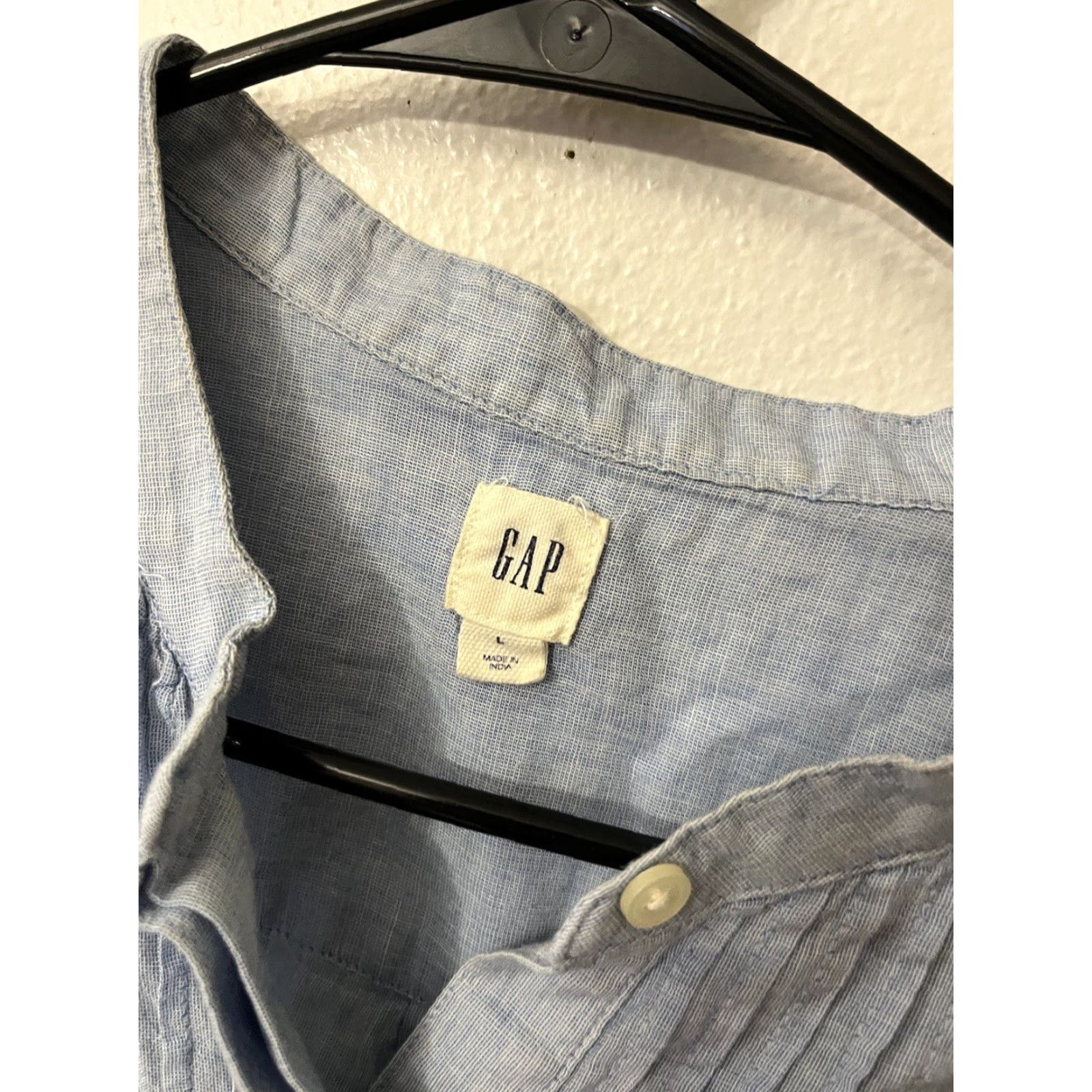 Gap GAP Blouse Womens L Blue Chambray Long Sleeve Peasant Top Size L / US 10 / IT 46 - 3 Thumbnail