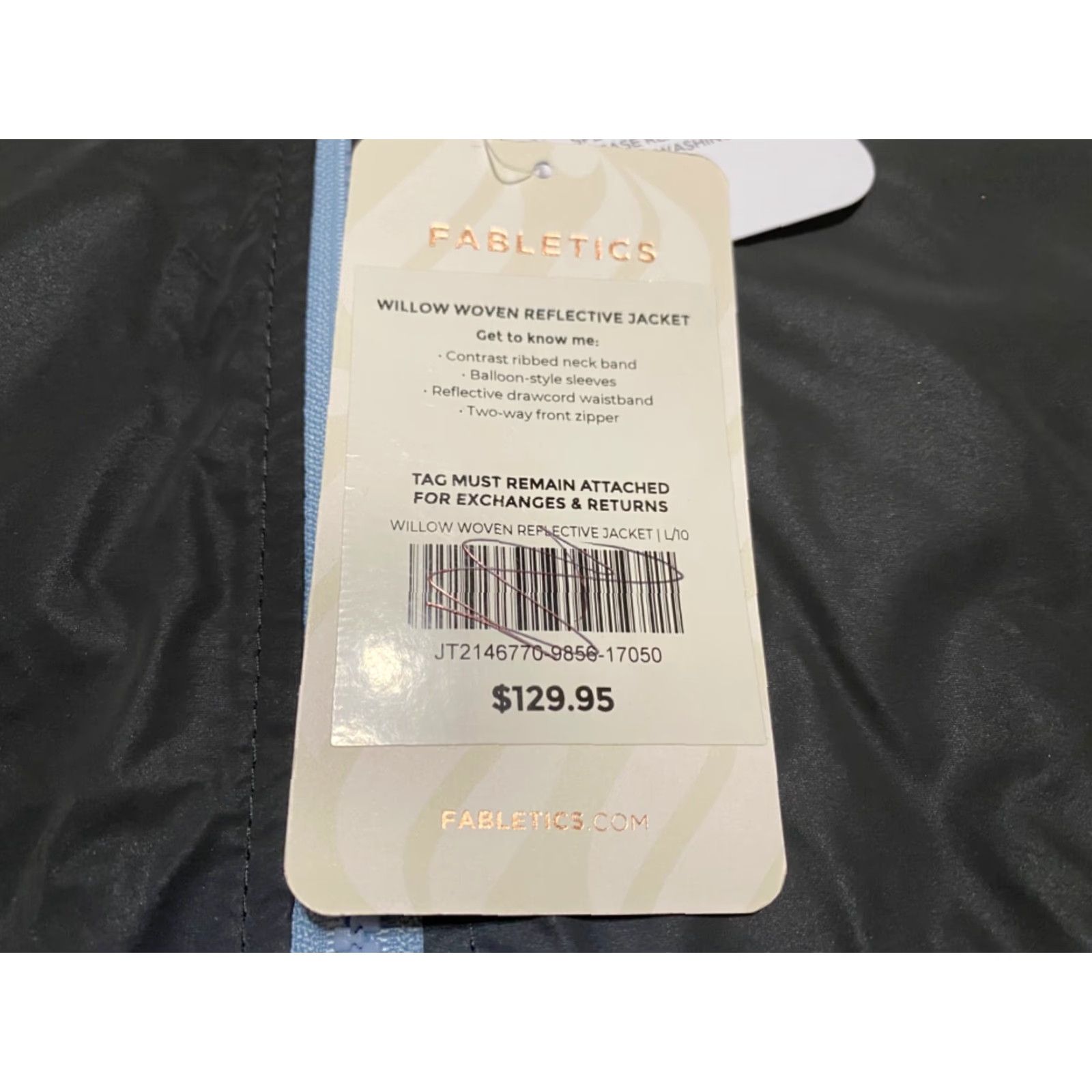 Fabletics VINTAGE Fabletics Jacket Women's L Black Full Zip Windbreaker Reflective Mid-Length Zip All Seasons New with Tags Size L / US 10 / IT 46 - 5 Thumbnail