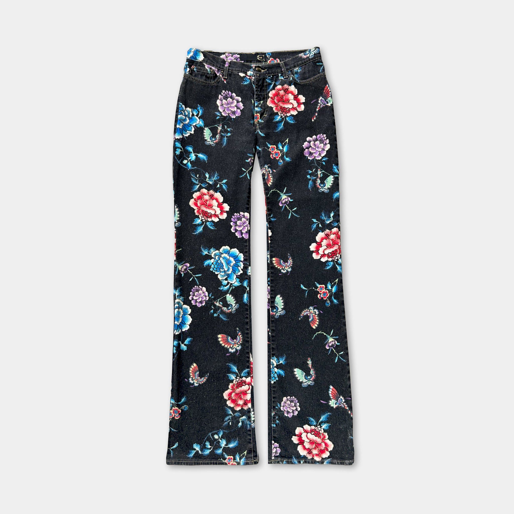Just Cavalli Just Cavalli Floral Glitter Flare Pants Size 26" / US 2 / IT 38 - 1 Thumbnail