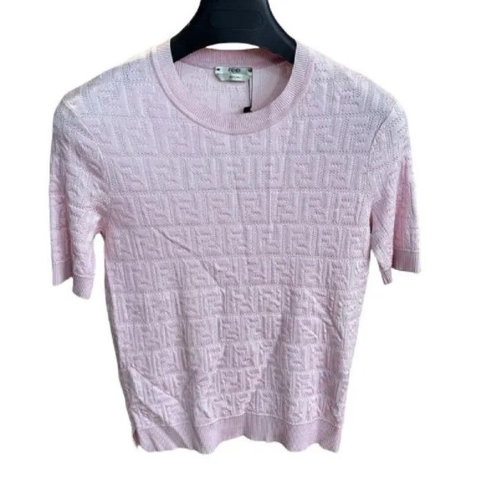 Fendi Fendi Pink Knit Short Sleeve Top 0079 Size US M / EU 48-50 / 2 - 1 Thumbnail