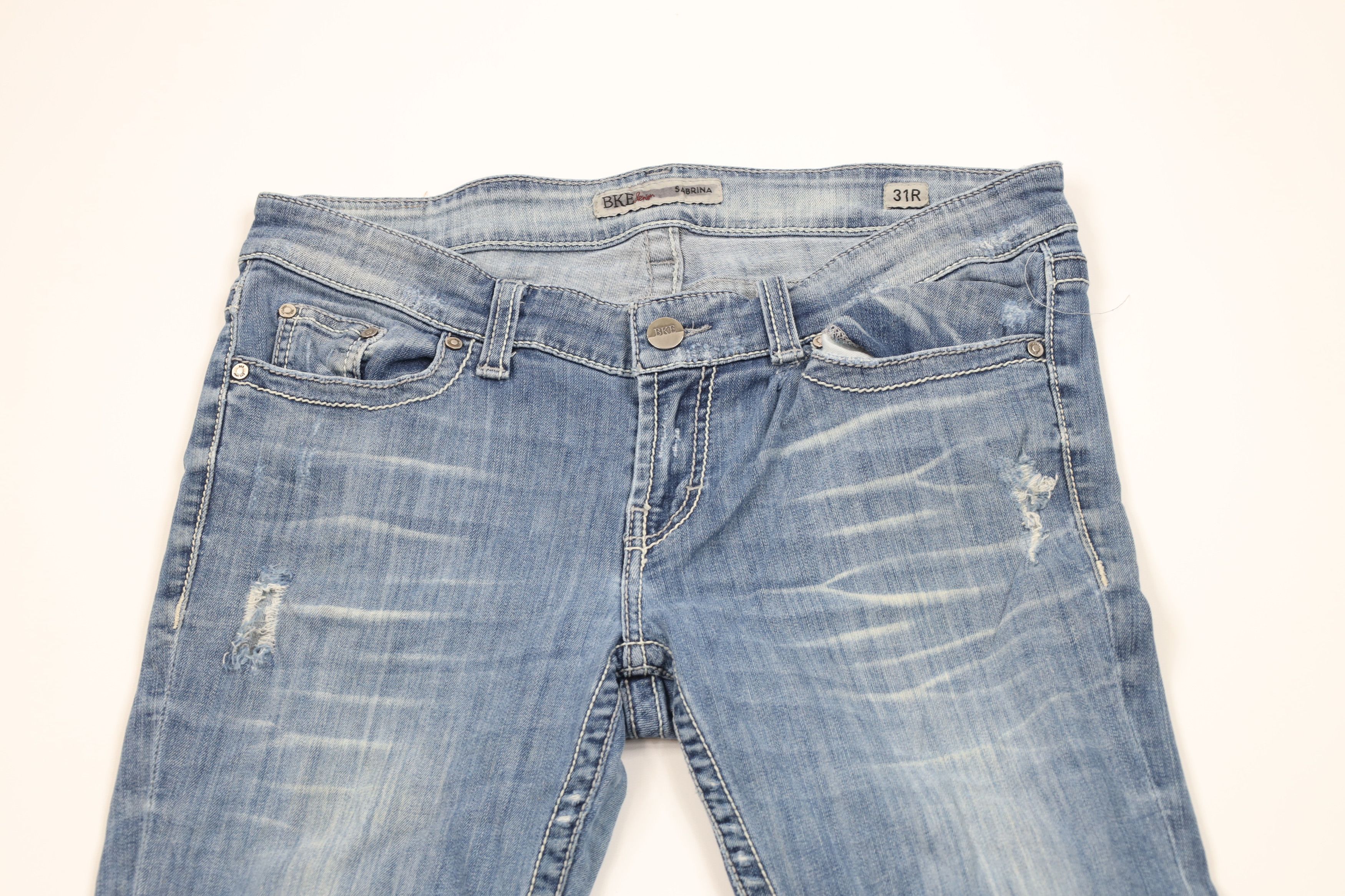 Vintage Buckle BKE Sabrina Stretch Flared Wide Leg Denim Jeans Blue Size 31" - 2 Thumbnail