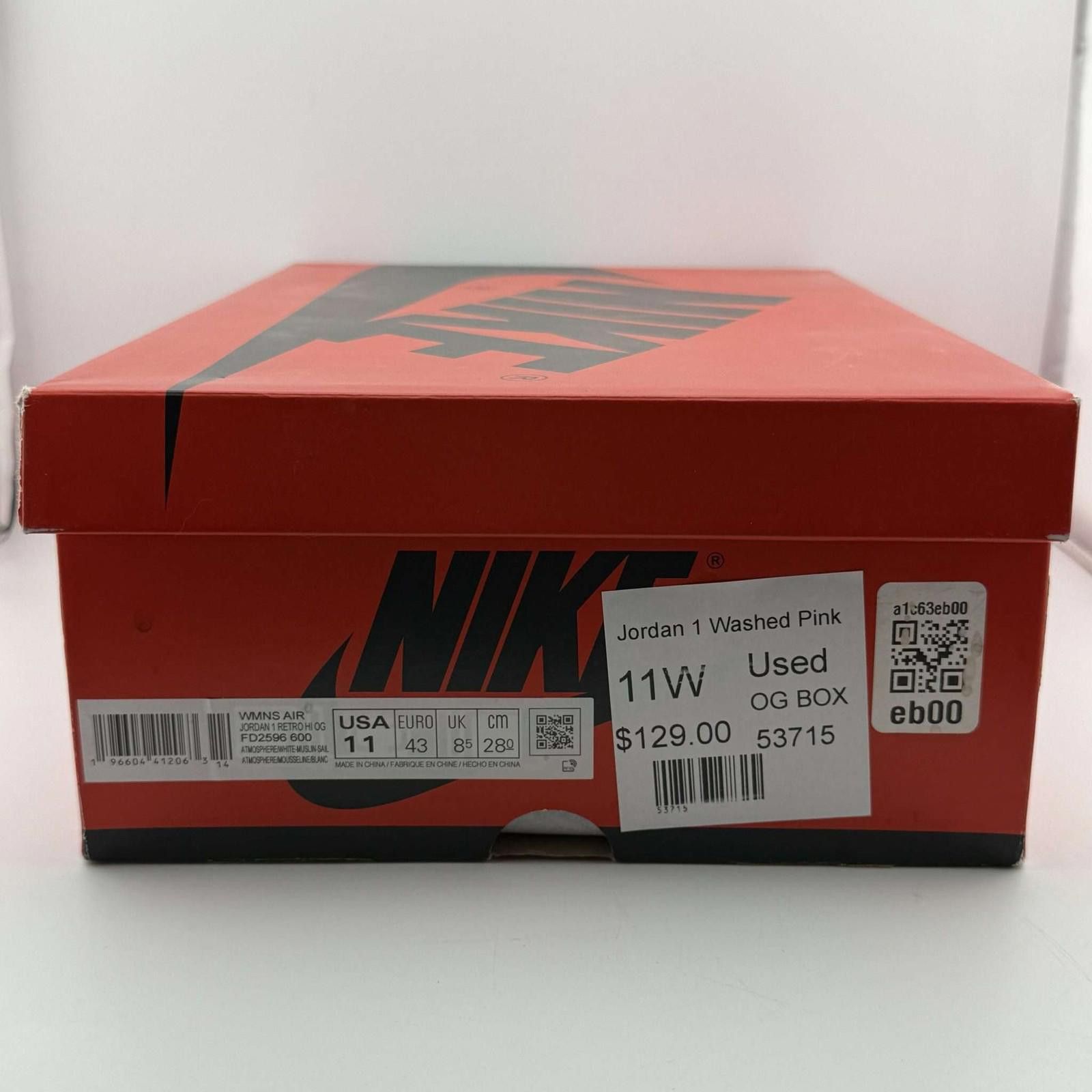 Nike Jordan 1 Washed Pink 11W Used OG Box Size US 11 / IT 41 - 8 Thumbnail