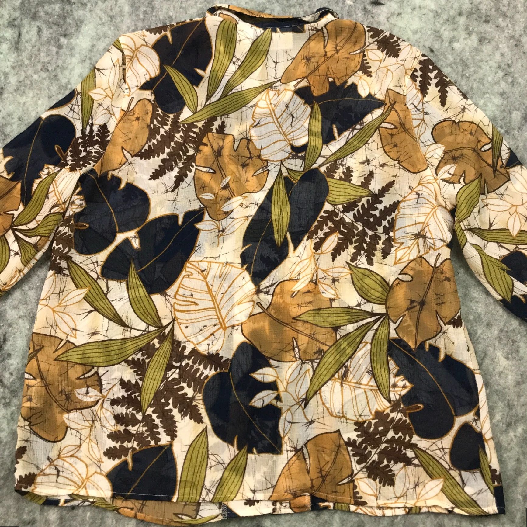 Vintage Alfred Dunner Womens Shirt Top 16 Beige Button Up 3/4 Sleeve Floral Sheer Fall Foilage Lightweight Casual Shirt Womens Size XXL / US 16-18 / IT 52-54 - 7 Thumbnail