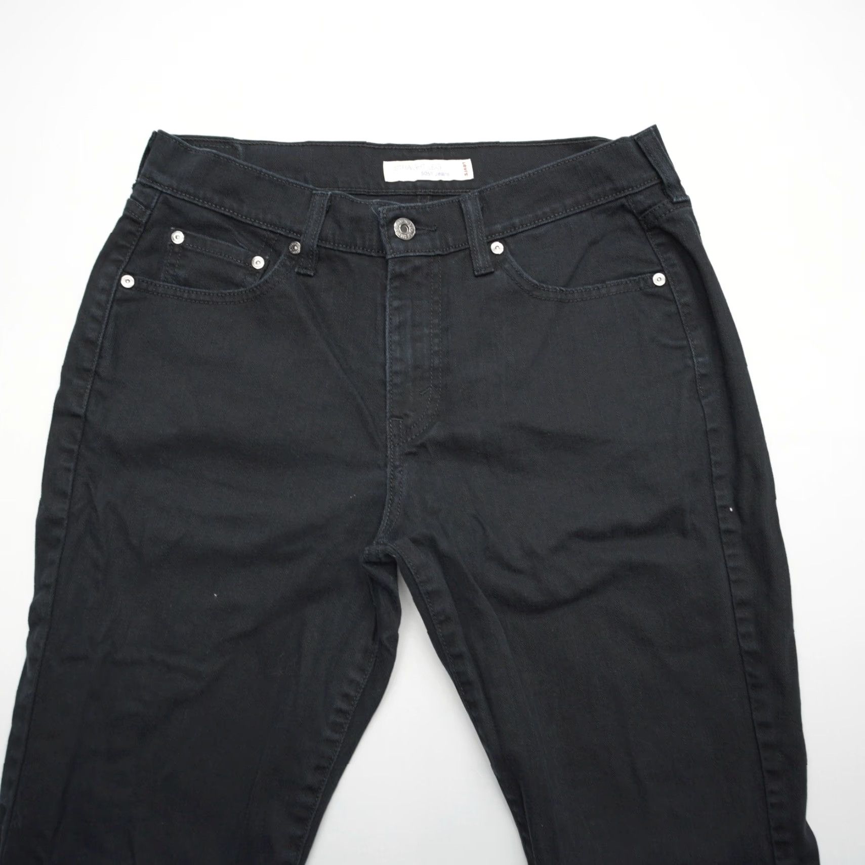 Levi's Levi's 505 Straight Jeans Womens 10 Black Denim Mid Rise Stretch 2000s Y2K Regular Size 32" / US 10 / IT 46 - 3 Thumbnail