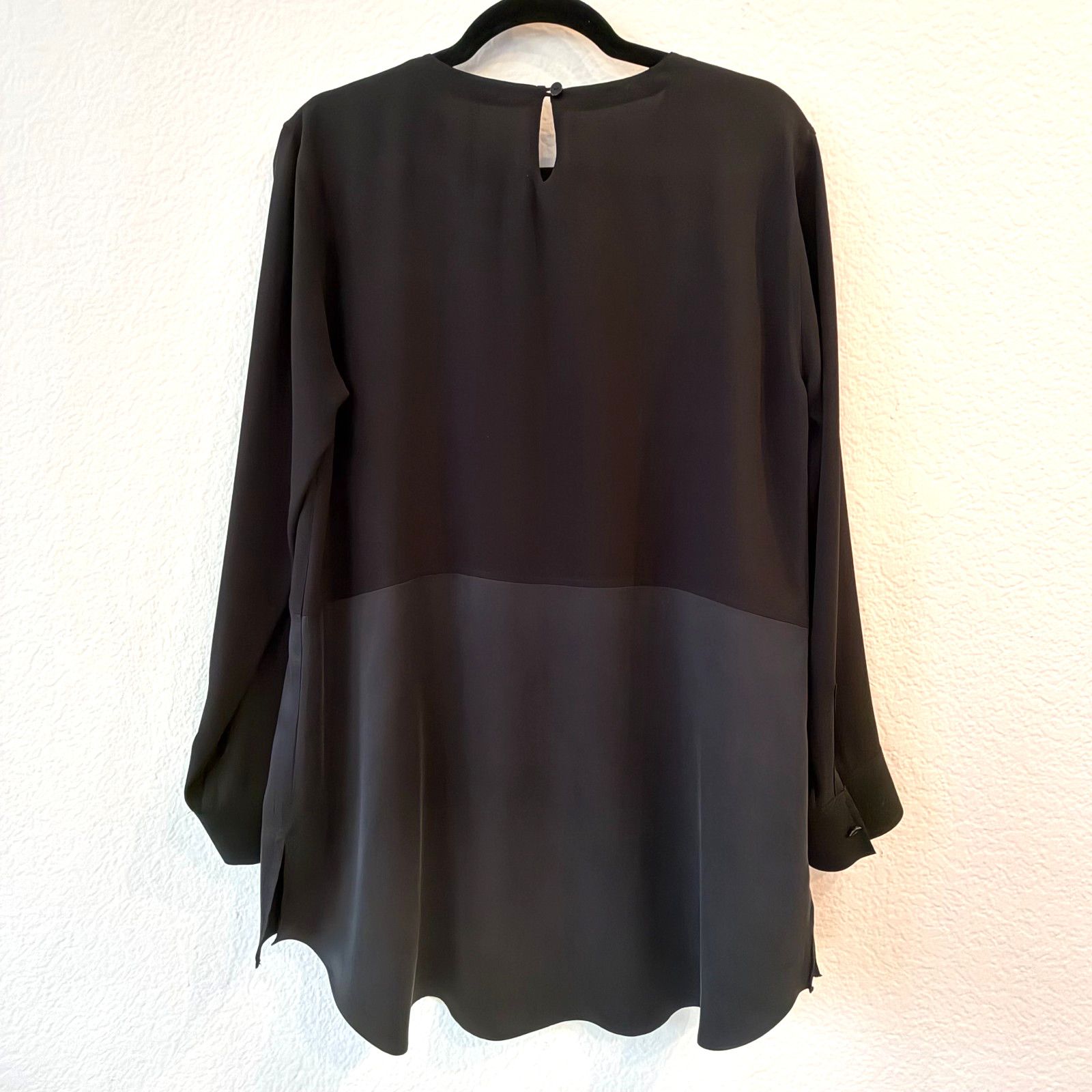 Theory Theory Silk Tunic Blouse Black Long Sleeve Mixed Media Size M / US 6-8 / IT 42-44 - 5 Thumbnail