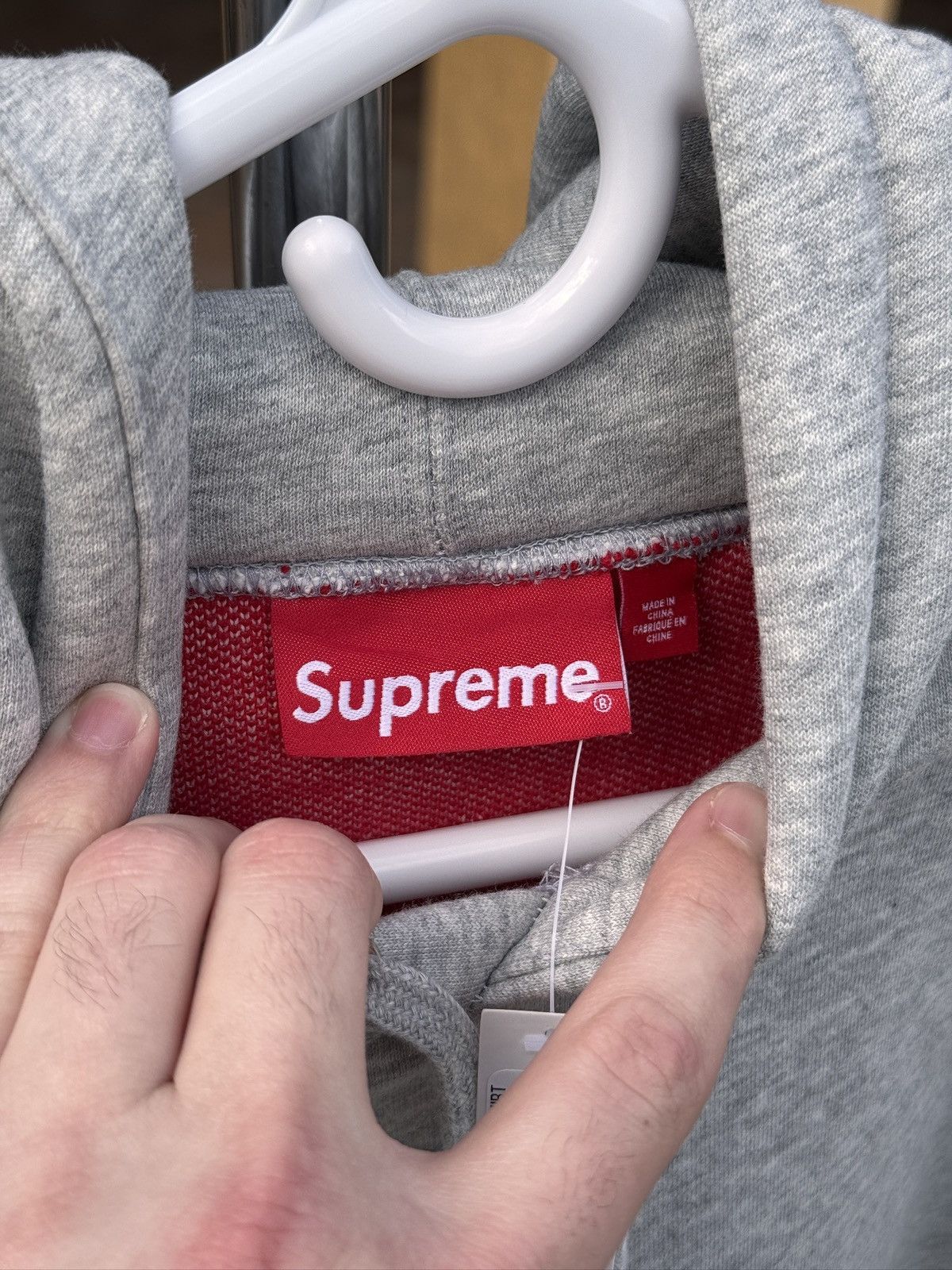 Supreme Supreme Big Logo Jacquard Hooded Sweatshirt Grey Red size M Size US M / EU 48-50 / 2 - 6 Thumbnail