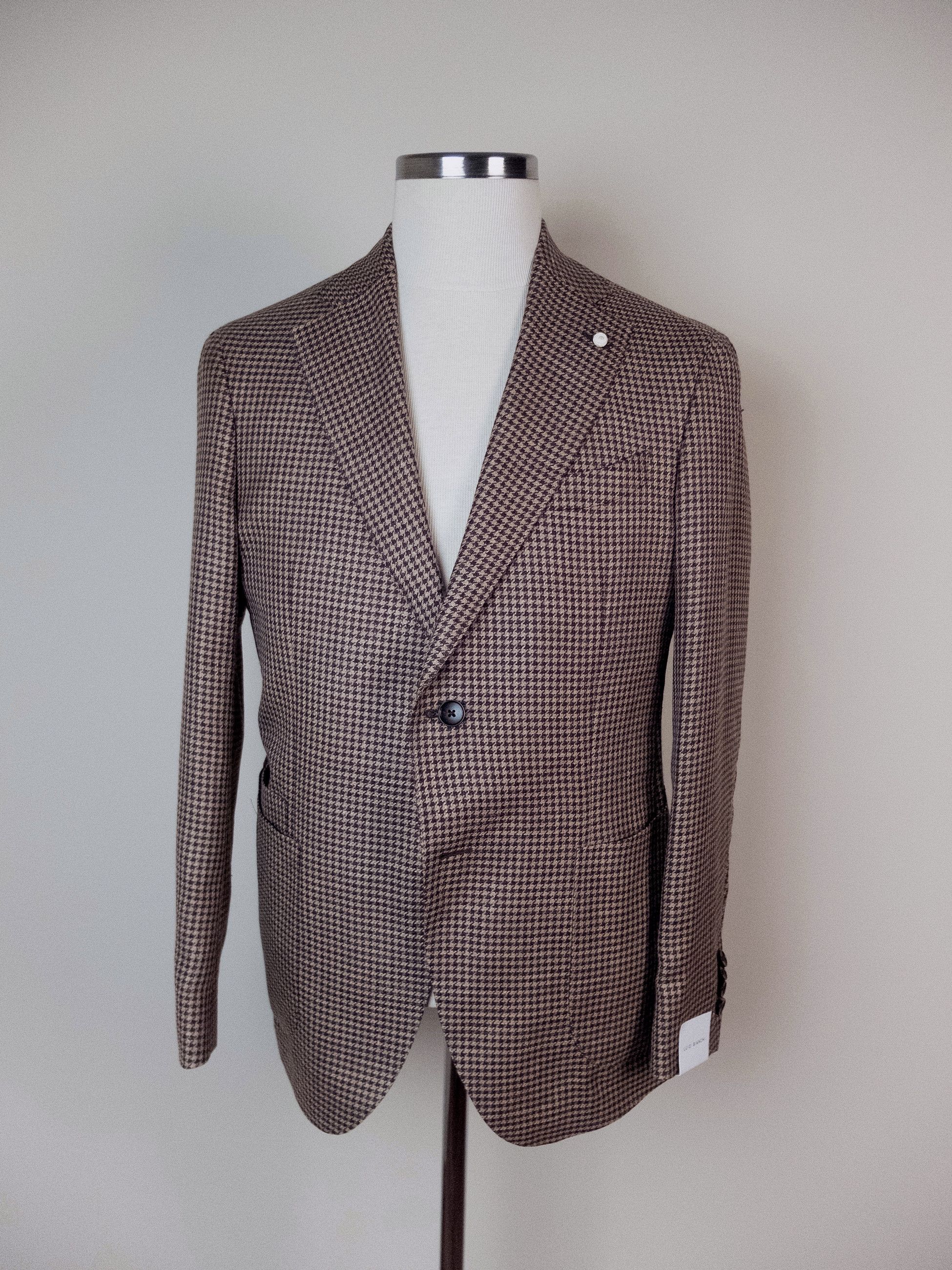 Luigi Bianchi LUIGI BIANCHI brown wool silk linen houndstooth sportcoat Size 40R - 1 Thumbnail