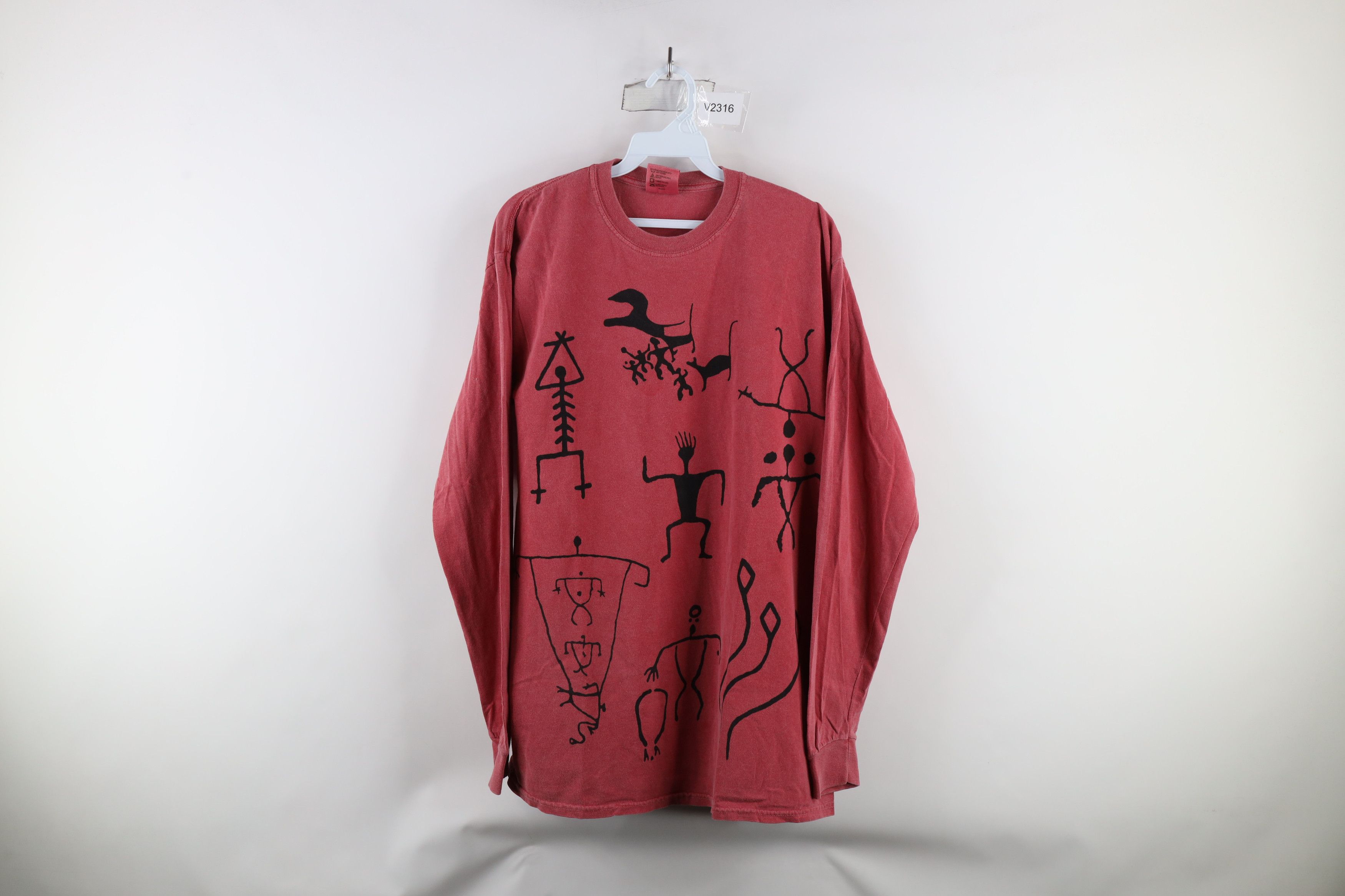 Vintage Vintage 90s Streetwear Rock Cave Art Long Sleeve T-Shirt Size US M / EU 48-50 / 2 - 1 Thumbnail