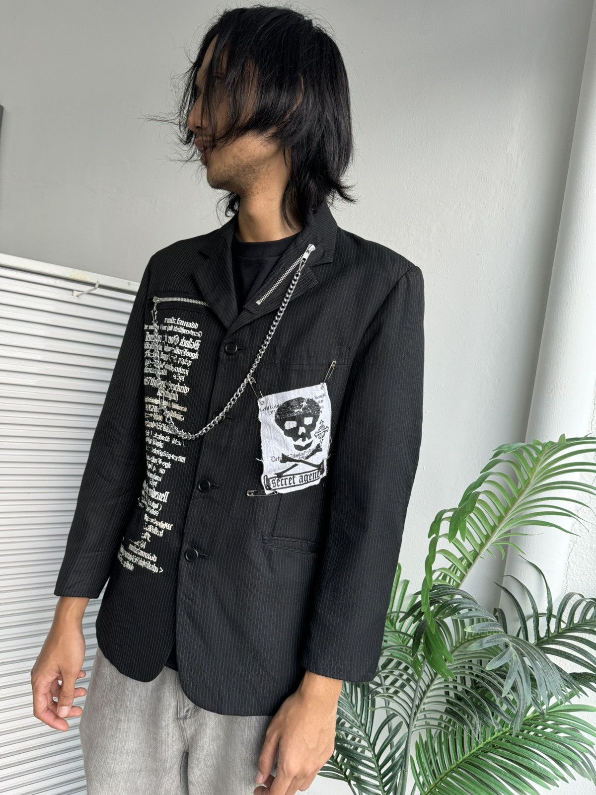 Japanese Brand Secret Agent Punk Chains Pins Riot Poem Blazer Jacket Size US M / EU 48-50 / 2 - 18 Thumbnail