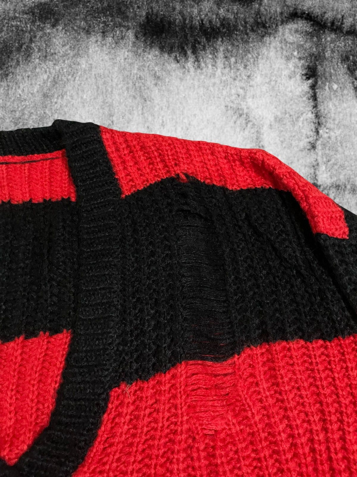 Hysteric Glamour Number Nine Kurt Cobain Style Distressed Cardigan Striped Size US L / EU 52-54 / 3 - 7 Thumbnail
