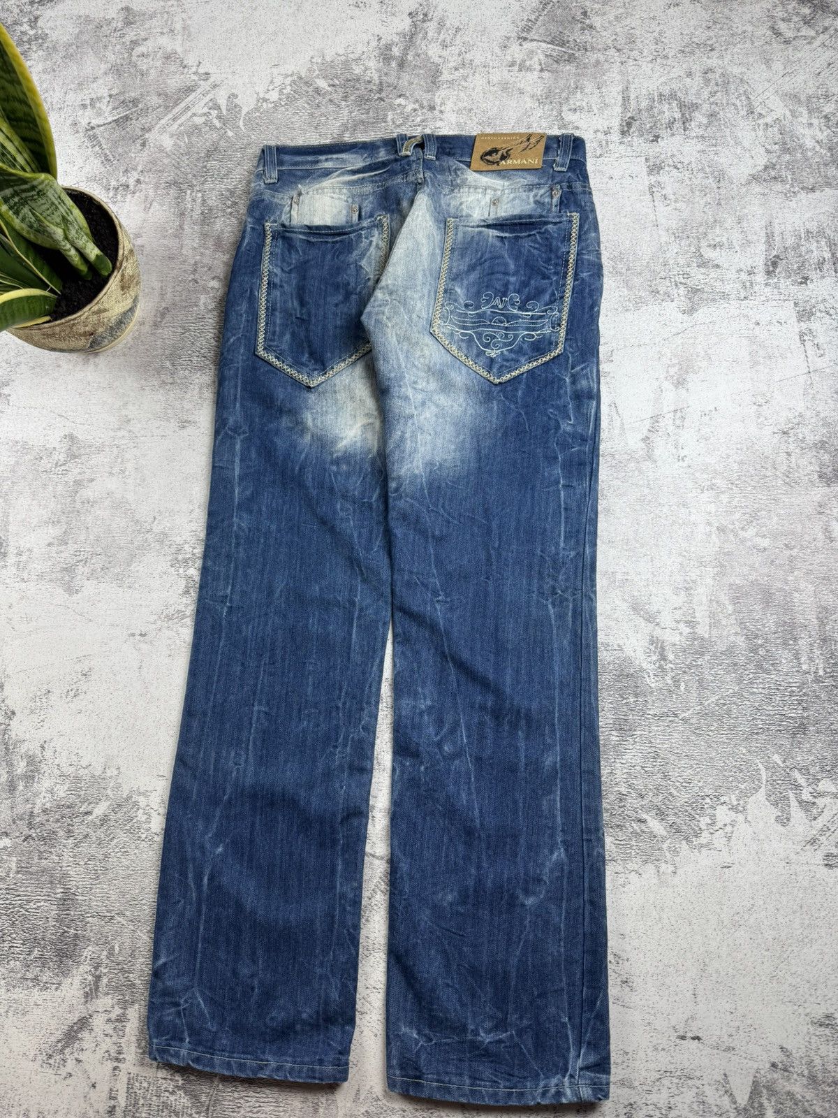 Armani Armani Vintage Faded 33/33 Blue Hip Hop Rap Distressed Jeans Pants Trousers Size US 33 - 5 Thumbnail
