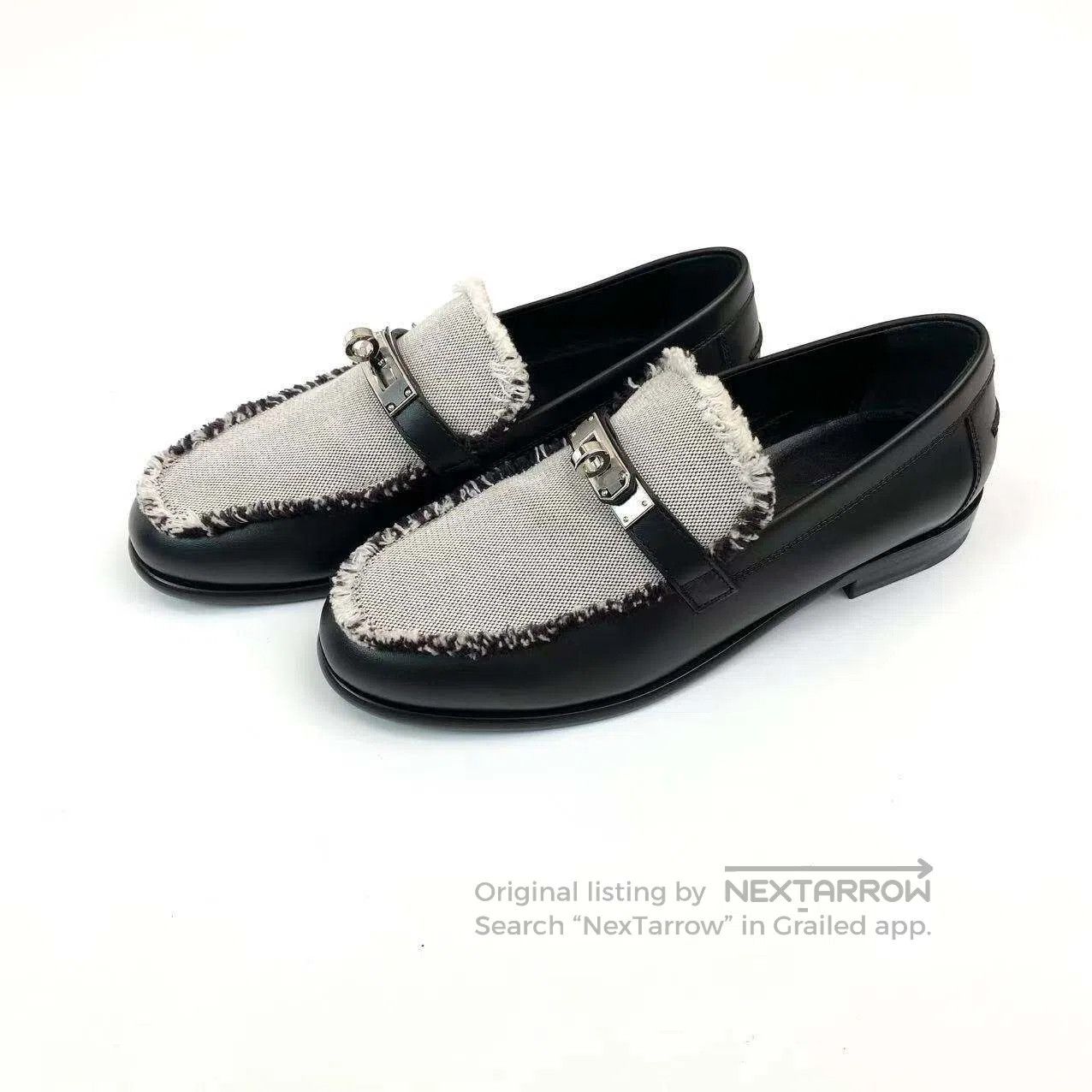 Hermes Hermes Destin black and white color-blocked Kelly buckle l Size US 5.5 / IT 35.5 - 1 Thumbnail