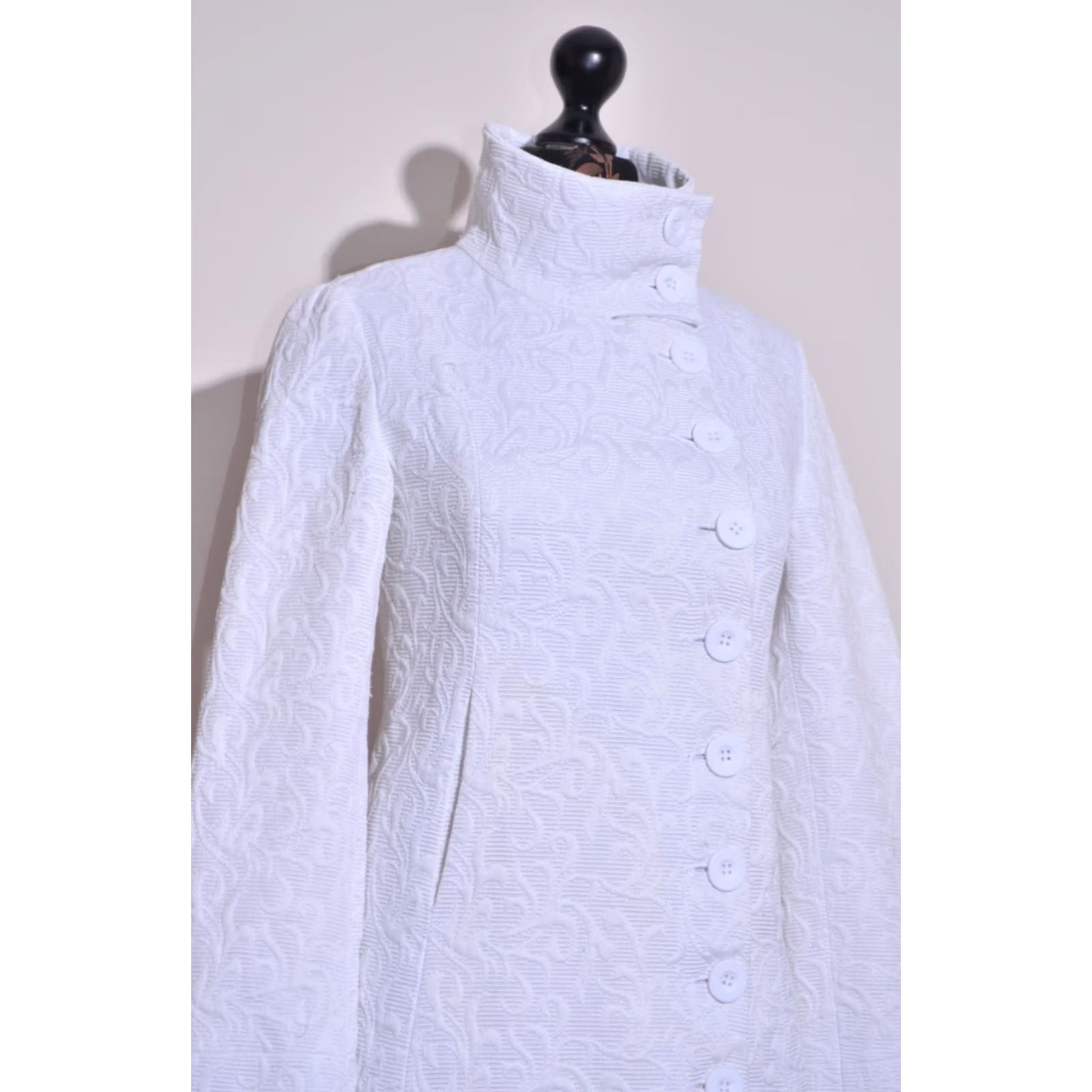 Desigual Desigual Coat White Floral Patterned Size 40 Women's Mid Lenght Long Coat Jacket Overcoat Size S / US 4 / IT 40 - 3 Thumbnail