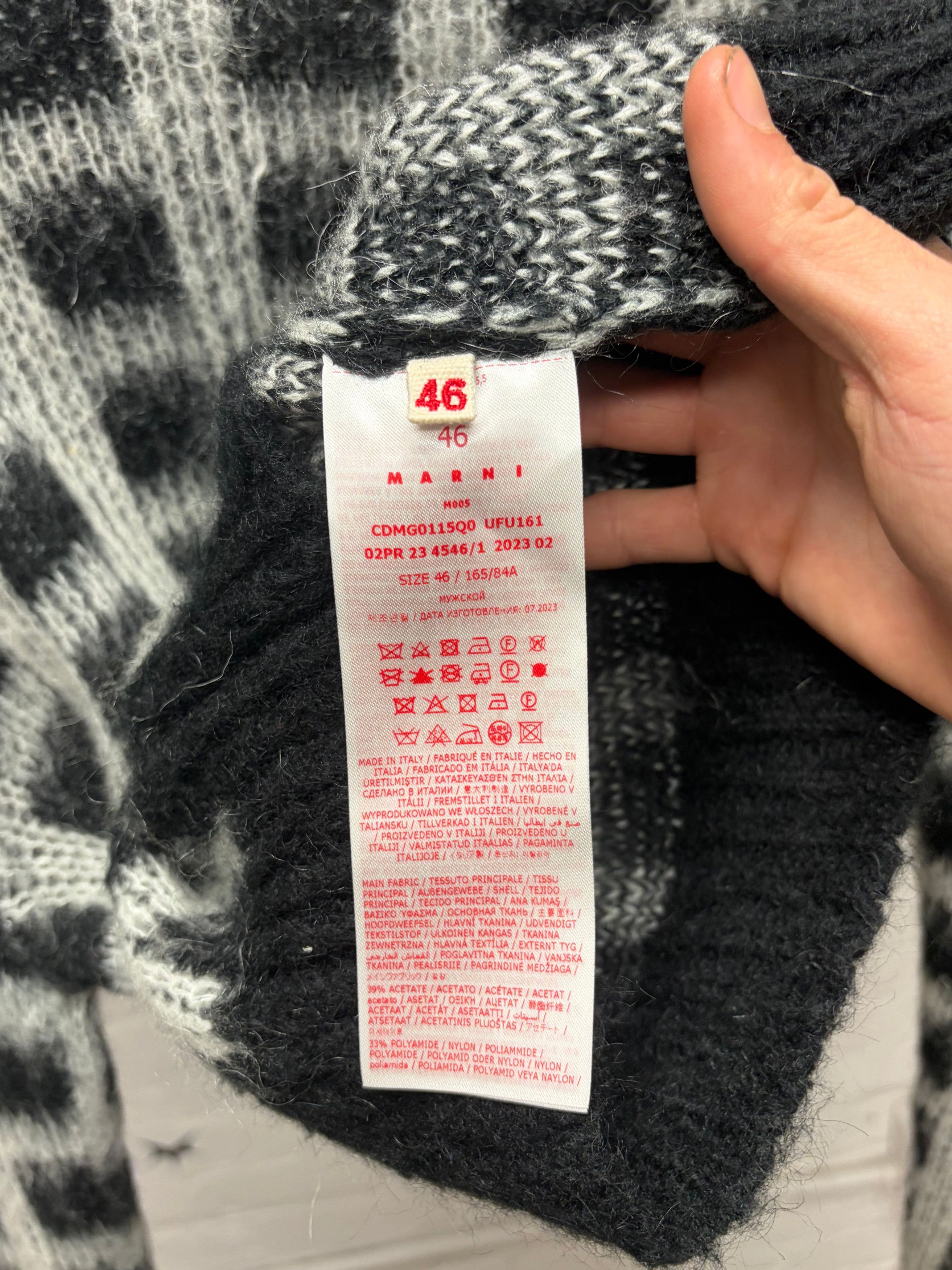 Marni Marni Black/White Plaid Mohair Shag Cardigan Size US M / EU 48-50 / 2 - 5 Thumbnail