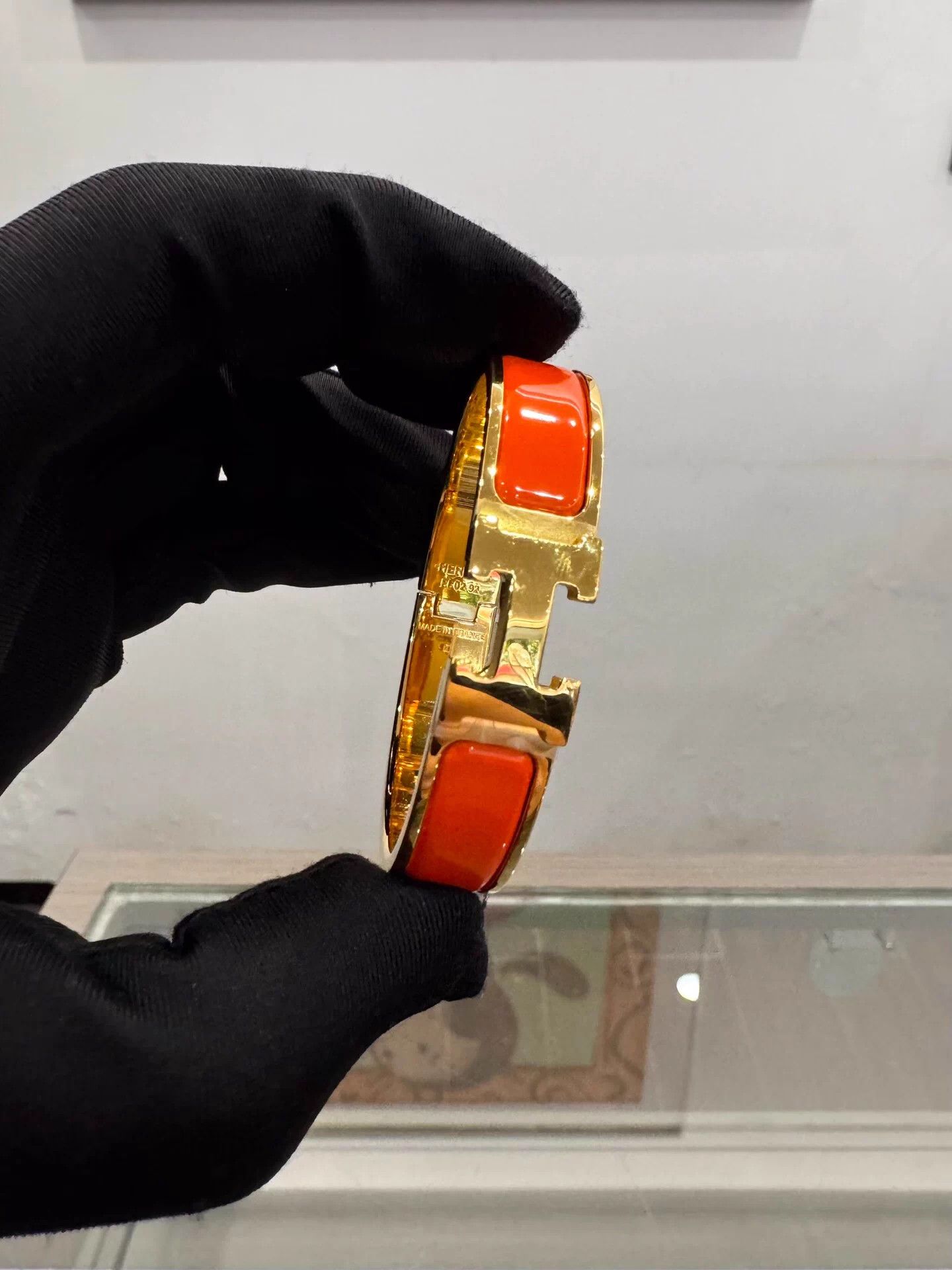 Hermes Hermes Clic H Orange Enamel Gold H Bracelet PM Size ONE SIZE - 3 Thumbnail