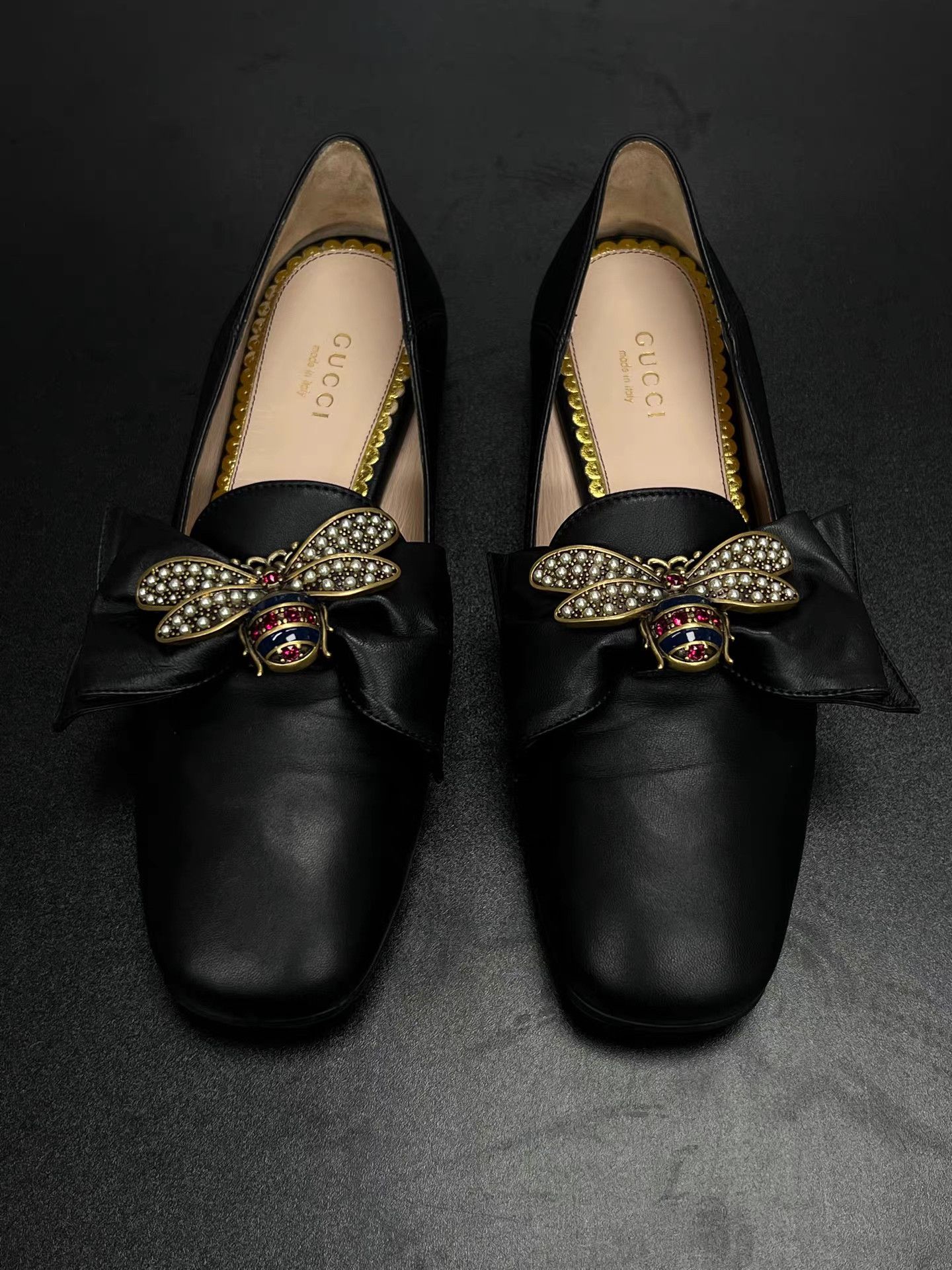 Gucci GUCCI Ace Black Bee Embroidered Flat Shoes K15 Size US 7 / IT 37 - 3 Thumbnail