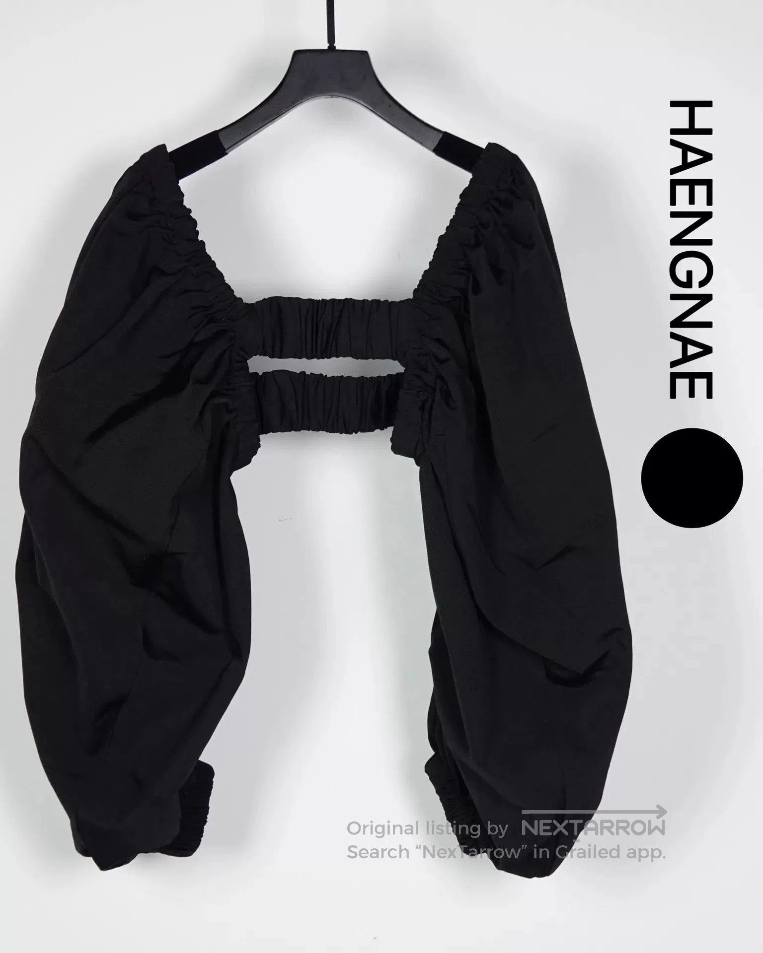 Japanese Brand Black Puff Sleeve Top by HAENGNAE. Size M / US 6-8 / IT 42-44 - 2 Thumbnail