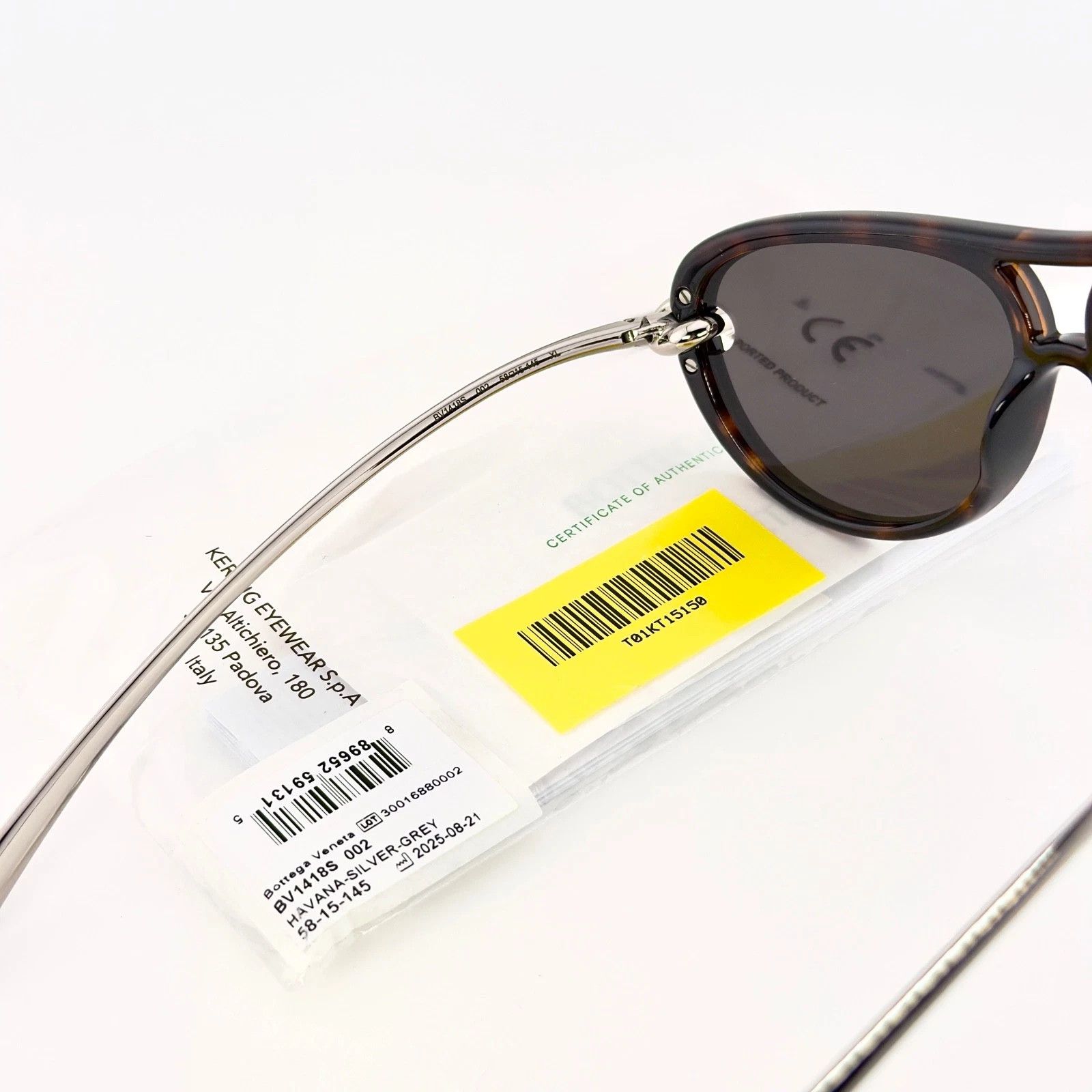 Bottega Veneta BOTTEGA VENETA 1418 KNOT Pilot BV1418S Silver Brown 002 Size ONE SIZE - 6 Thumbnail