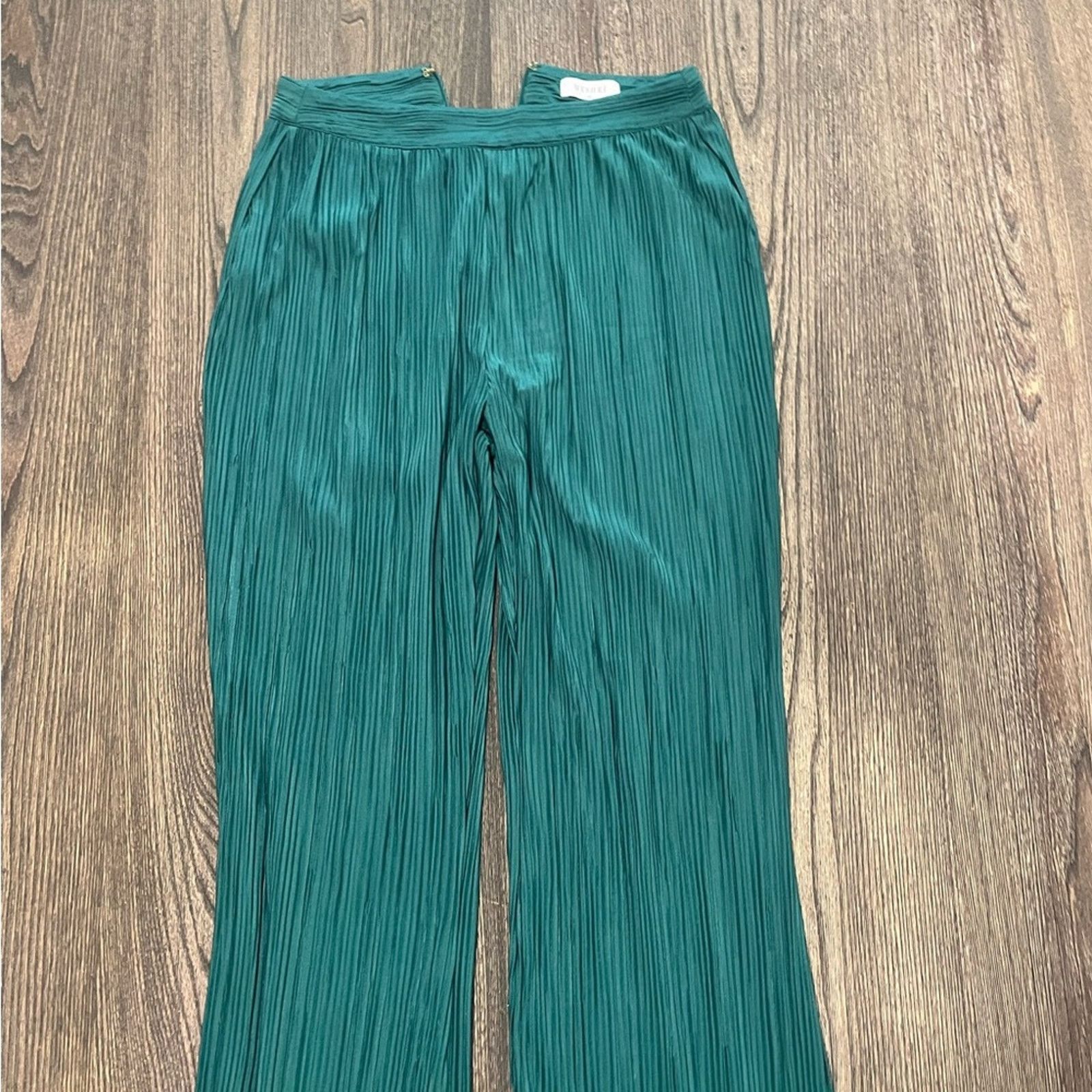 Vintage Meshki Womens Flare Pants Crinkle Pleated Slit Hem Size XS Size 24" / US 00 / IT 34 - 2 Thumbnail