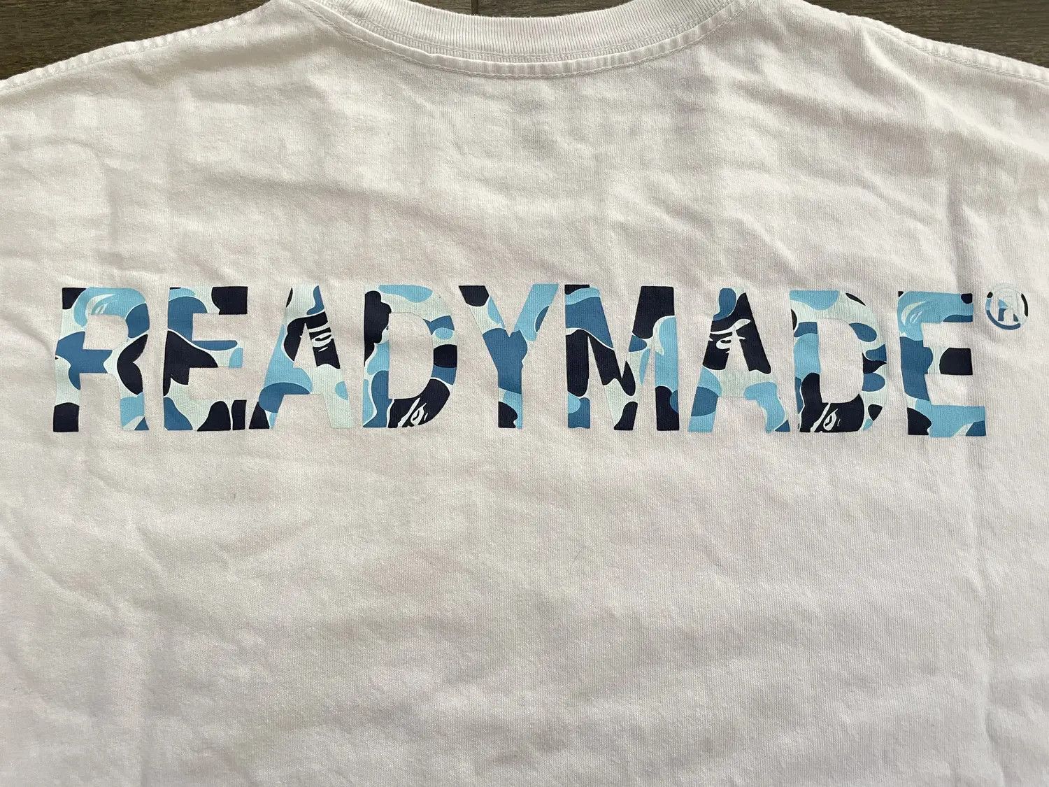 Bape Bape x READYMADE Blue Camo Logo Tee | Grailed