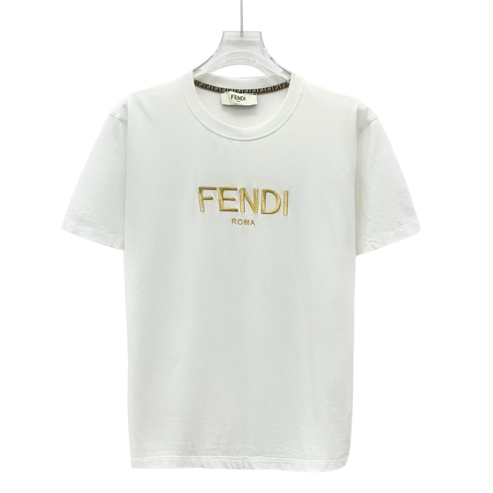 Fendi Fendi Gold Logo Embroidered T-Shirt Size M Size M / US 6-8 / IT 42-44 - 1 Thumbnail