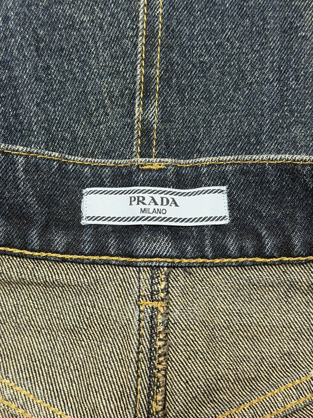 Prada PRADA High-Waisted Denim Midi Skirt with Back Logo Plaque Size 25" / US 0 / IT 36 - 8 Thumbnail