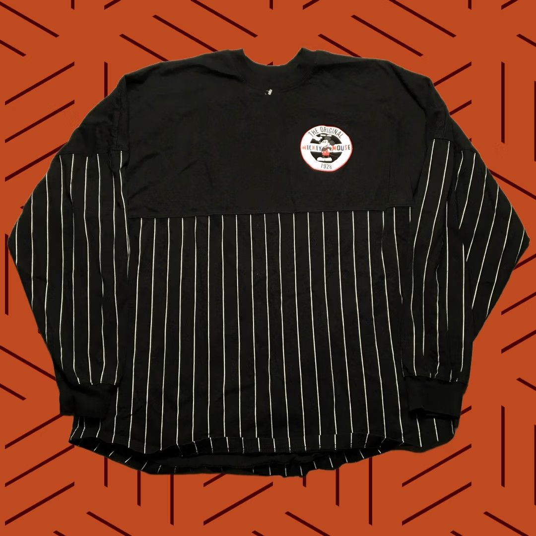 Disney Disney Spirit Jersey Shirt Mens XL Black Pinstripe Mickey Mouse 28 Pullover Logo Size US XL / EU 56 / 4 - 1 Thumbnail