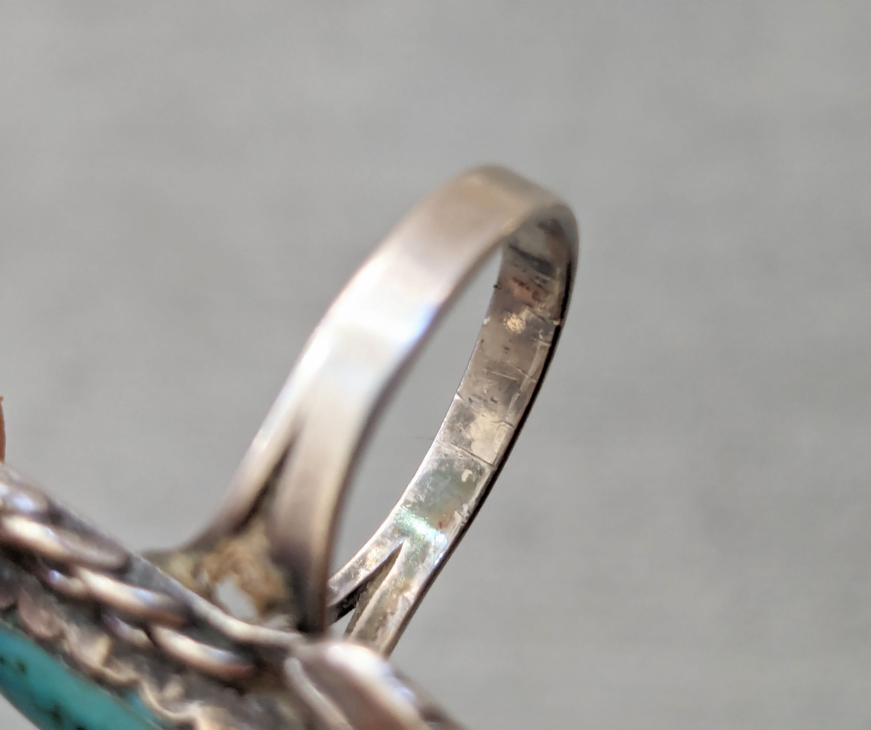 Jewelry Vintage Sterling Silver Ring 8 Turquoise Leaf Modern Size ONE SIZE - 11 Thumbnail