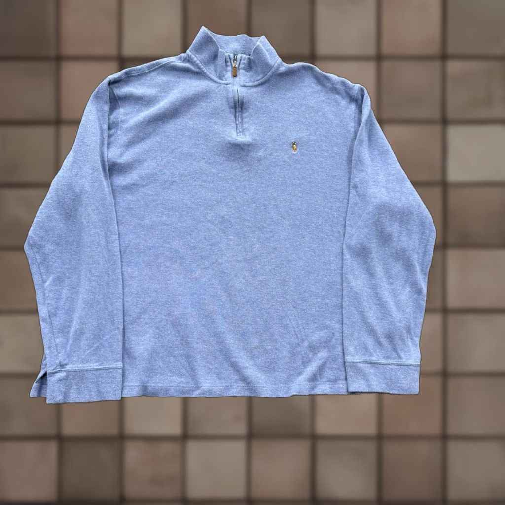 Ralph Lauren Polo Ralph Lauren Polo Ralph Lauren 2XL Blue Cotton Estate Rib Mock Neck 1/4 Zip Pullover Sweater Mens Preppy Casual Vintage? Size US XXL / EU 58 / 5 - 1 Thumbnail