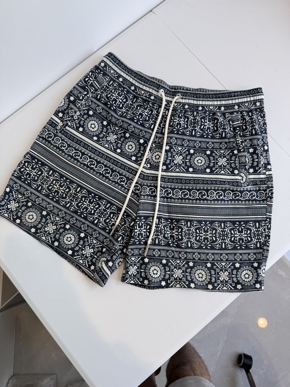 Kith Mens Seersucker Hardaway Shorts Navy White Size XS