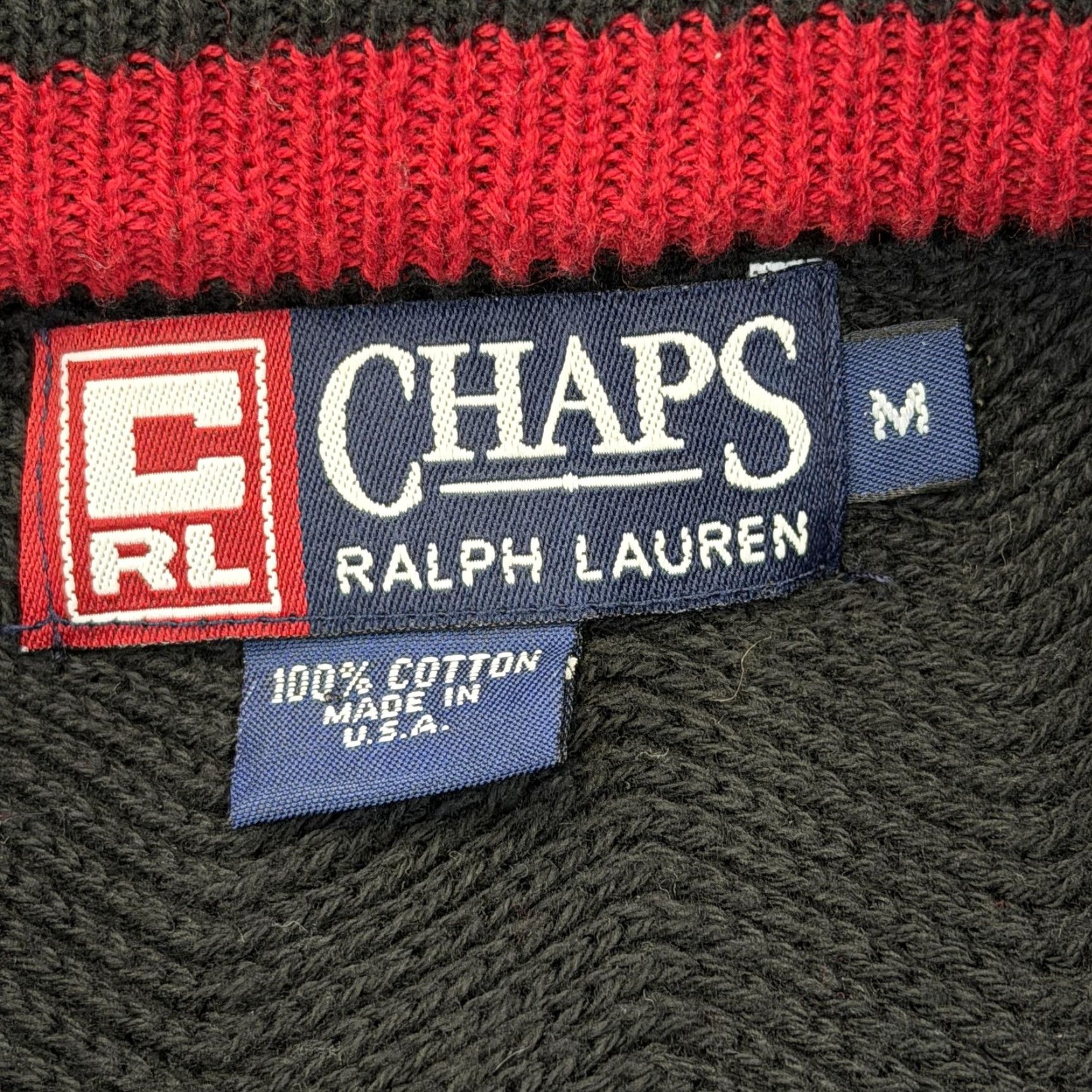 Chaps VINTAGE Chaps USA Made Black Cotton Crewneck Sweater Mens M 90s Embroidered Logo Solid Knit Size US M / EU 48-50 / 2 - 6 Thumbnail