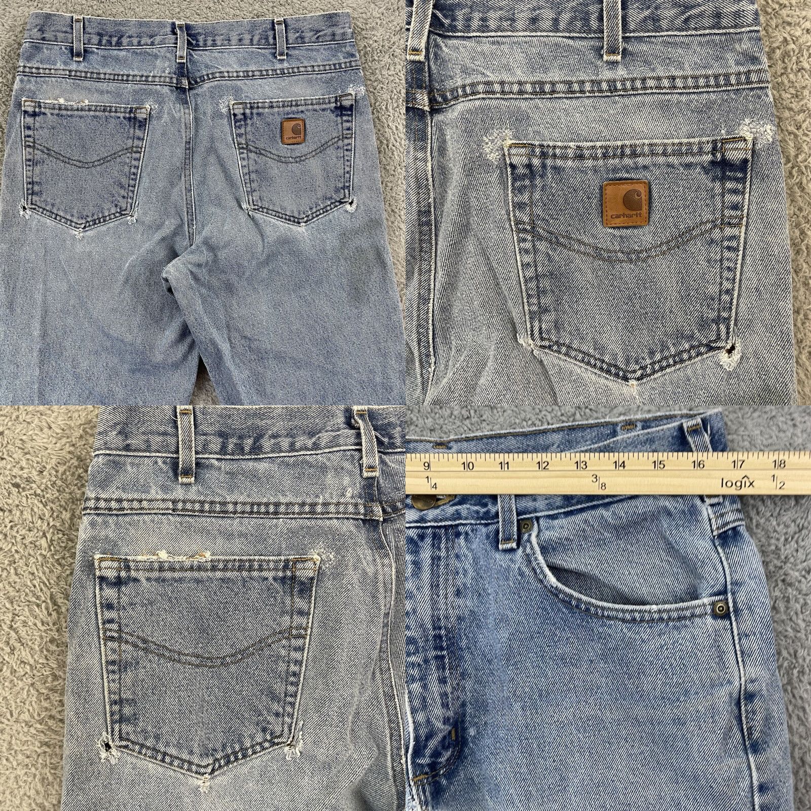 Carhartt VINTAGE Carhartt Jeans Men’s 34x32 Blue Denim Straight Leg 5-Pocket Workwear Logo USA 90s Mens Jeans Size US 34 / EU 50 - 8 Thumbnail
