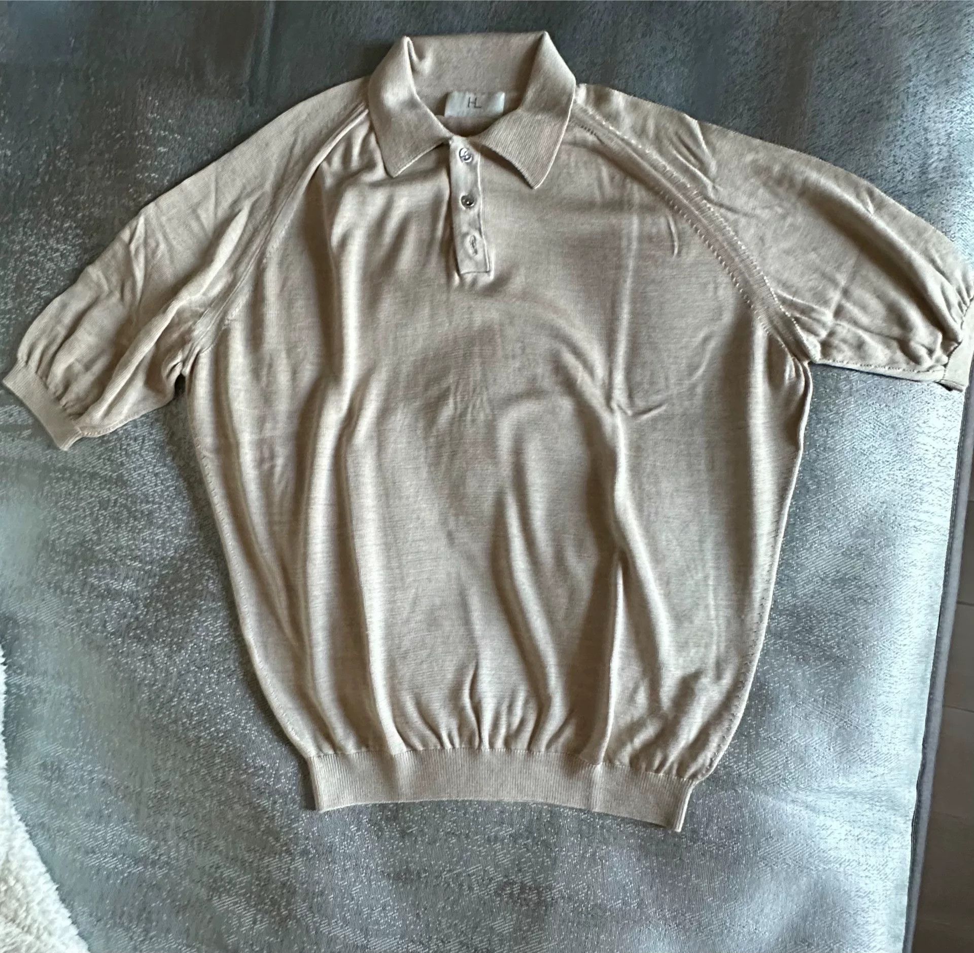 Herill HERILL Silk Knit Beige Polo Shirt Size US M / EU 48-50 / 2 - 1 Thumbnail