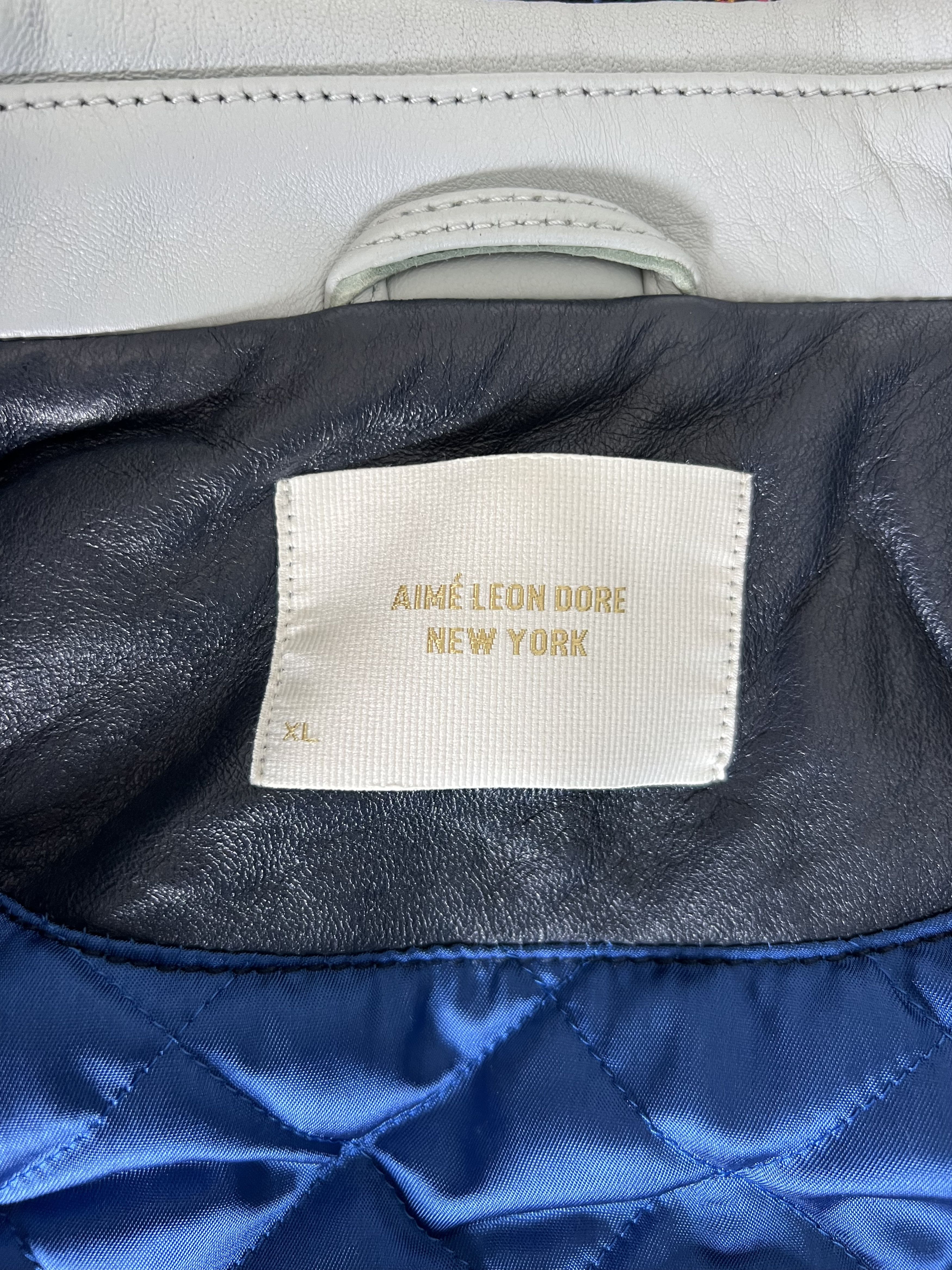 Aime Leon Dore Aime Leon Dore Concorde Leather Jacket in Navy Gray Size US XL / EU 56 / 4 - 10 Thumbnail