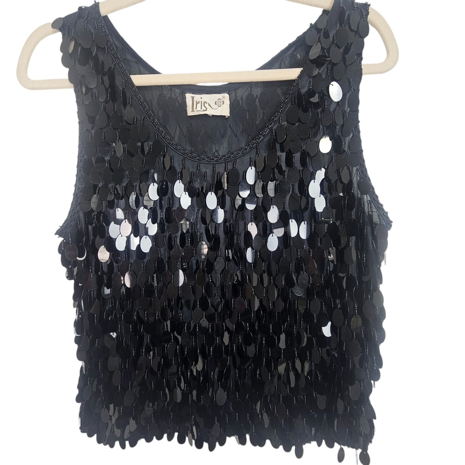 Iris von Arnim Iris Womens Sequin Tank Top M Beaded Glam Yacht Formal Party Size M / US 6-8 / IT 42-44 - 1 Thumbnail