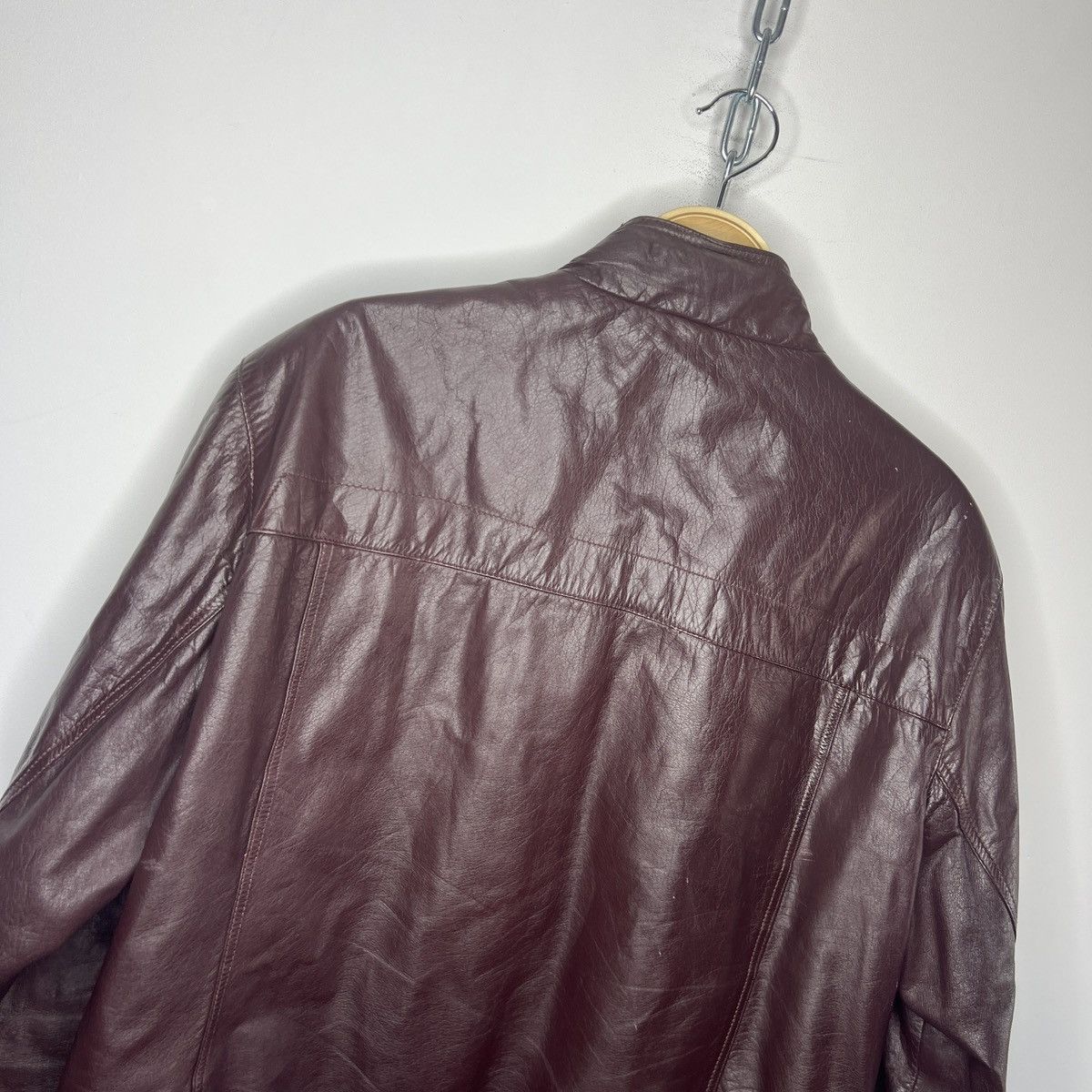 Leather × Vintage Vintage Cherry Leather Motor Biker Jacket Trucker Genuine Size US L / EU 52-54 / 3 - 10 Thumbnail