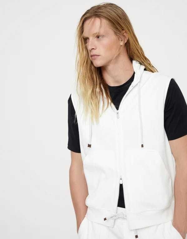 Brunello Cucinelli Sleeveless Cardigan Sweatshirt in Open White Size US S / EU 44-46 / 1 - 1 Thumbnail