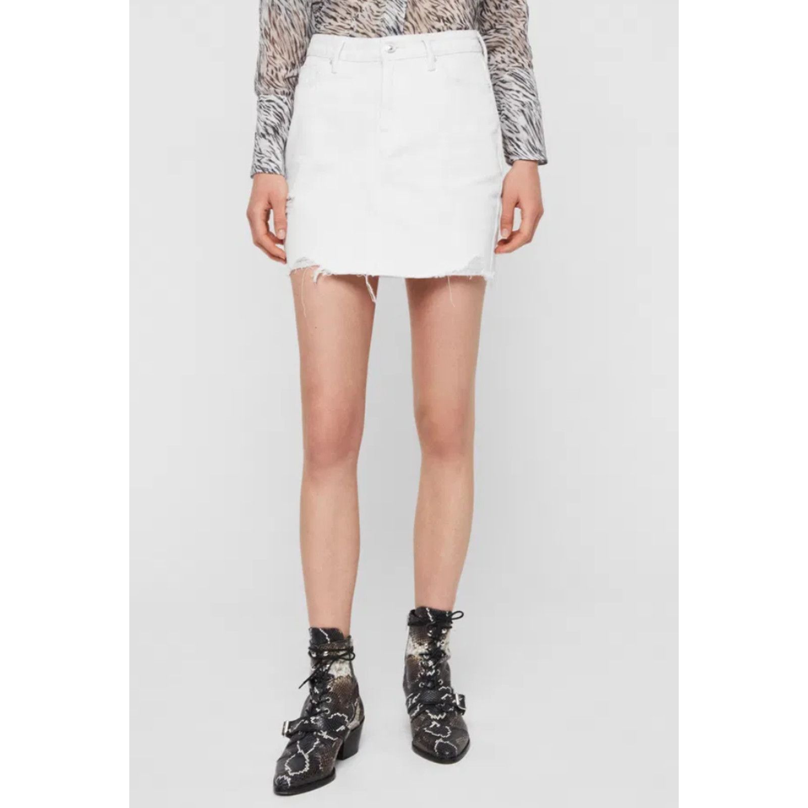 Allsaints All Saints Women Betty Denim Skirt White Size 10UK / 6US Size 28" / US 6 / IT 42 - 6 Thumbnail