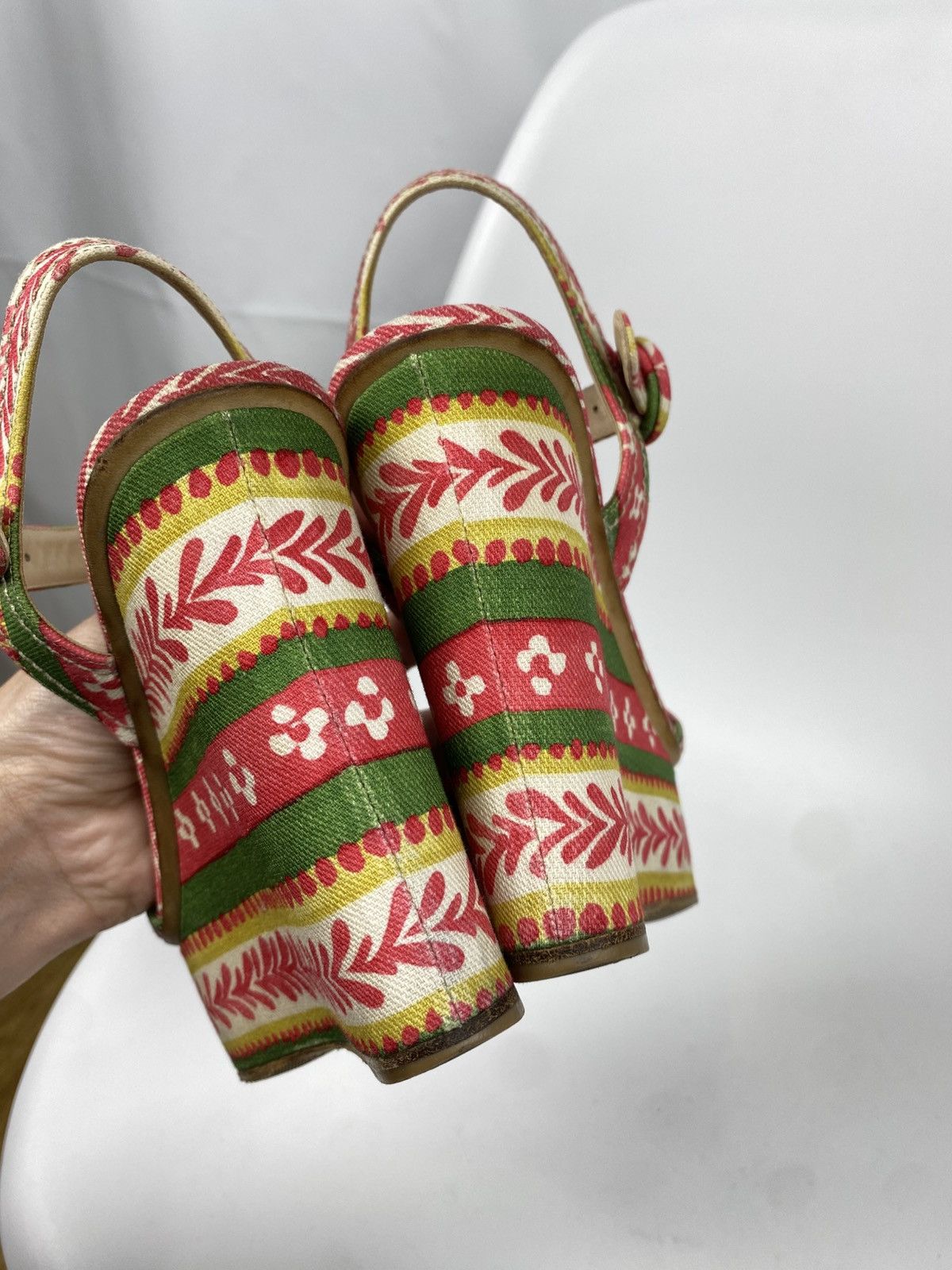 Prada Prada Platform Sandals Cloth Wedges Printed size 38 Size US 8 / IT 38 - 9 Thumbnail