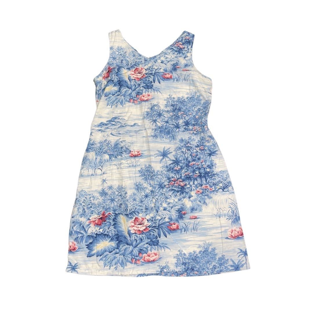 Liz Claiborne Blue Vneck Sheath Dress Floral Hawaiian Tropical Vintage 90s Size XL / US 12-14 / IT 48-50 - 1 Thumbnail