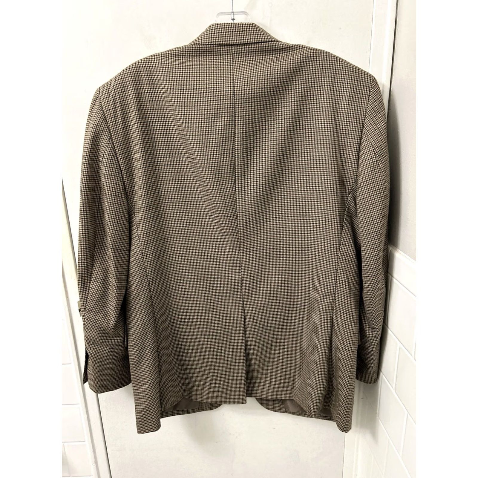 Jos. A. Bank Jos. A. Bank Classic Collection Blazer Mens 42S Brown Houndstooth 100% Wool Jacket Size 42R - 6 Thumbnail
