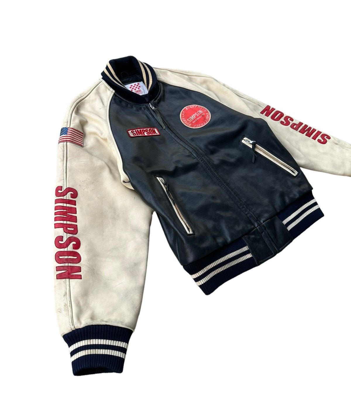Vintage Vintage Simpson racing leather bomber jacket Size US L / EU 52-54 / 3 - 5 Thumbnail